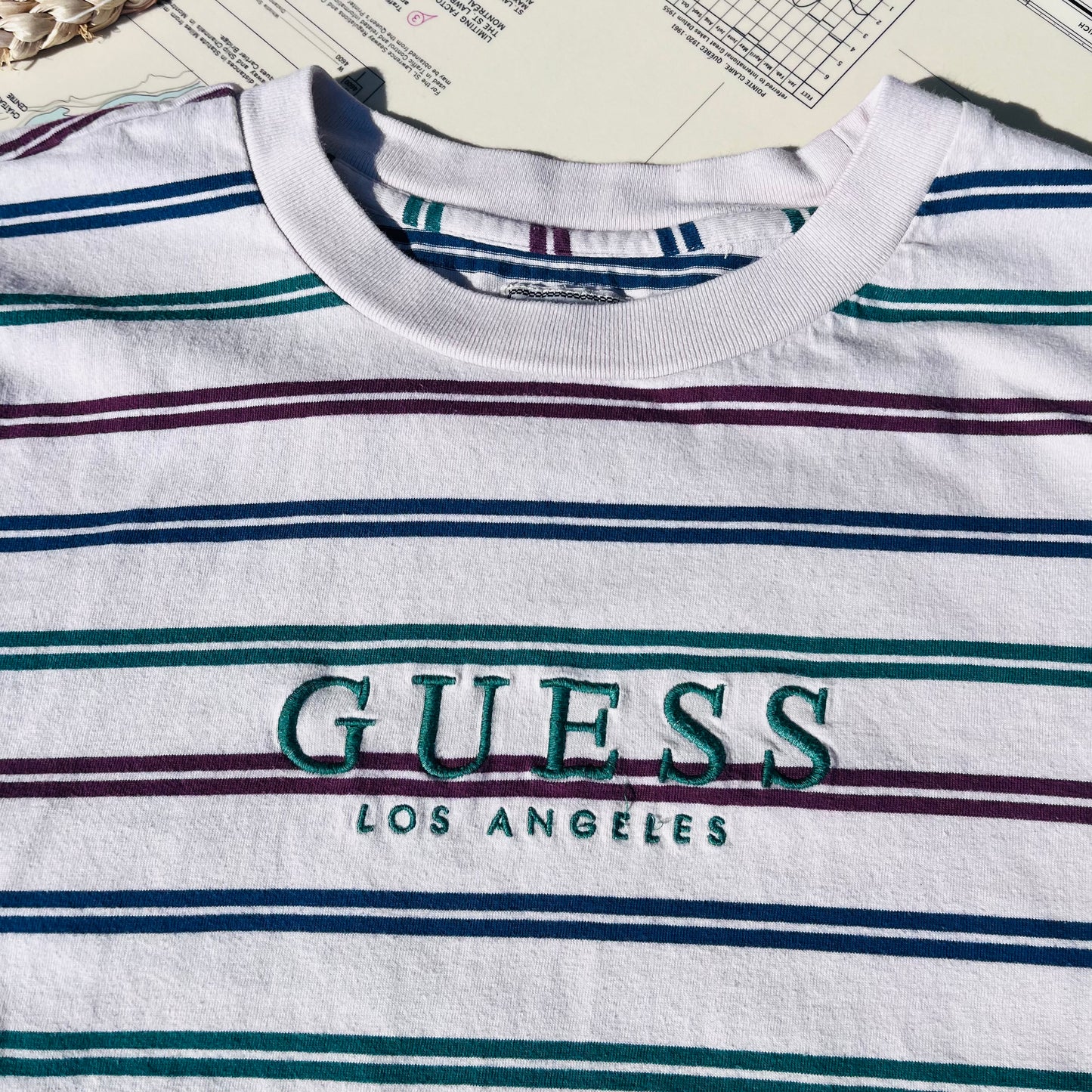 Vintage 90s Style Guess Embroidered Logo Long Sleeve Tee