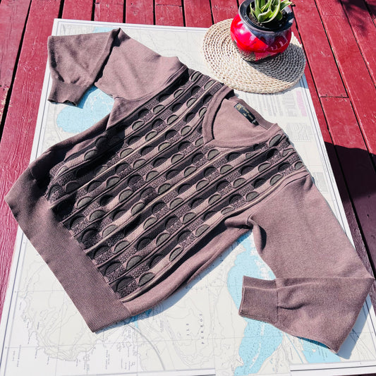 Vintage Sergio Louis 3D Knit Brown Tone Sweater