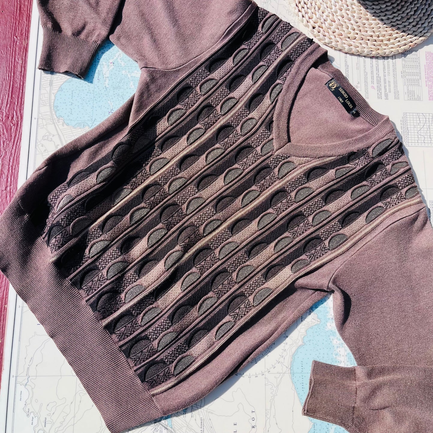 Vintage Sergio Louis 3D Knit Brown Tone Sweater
