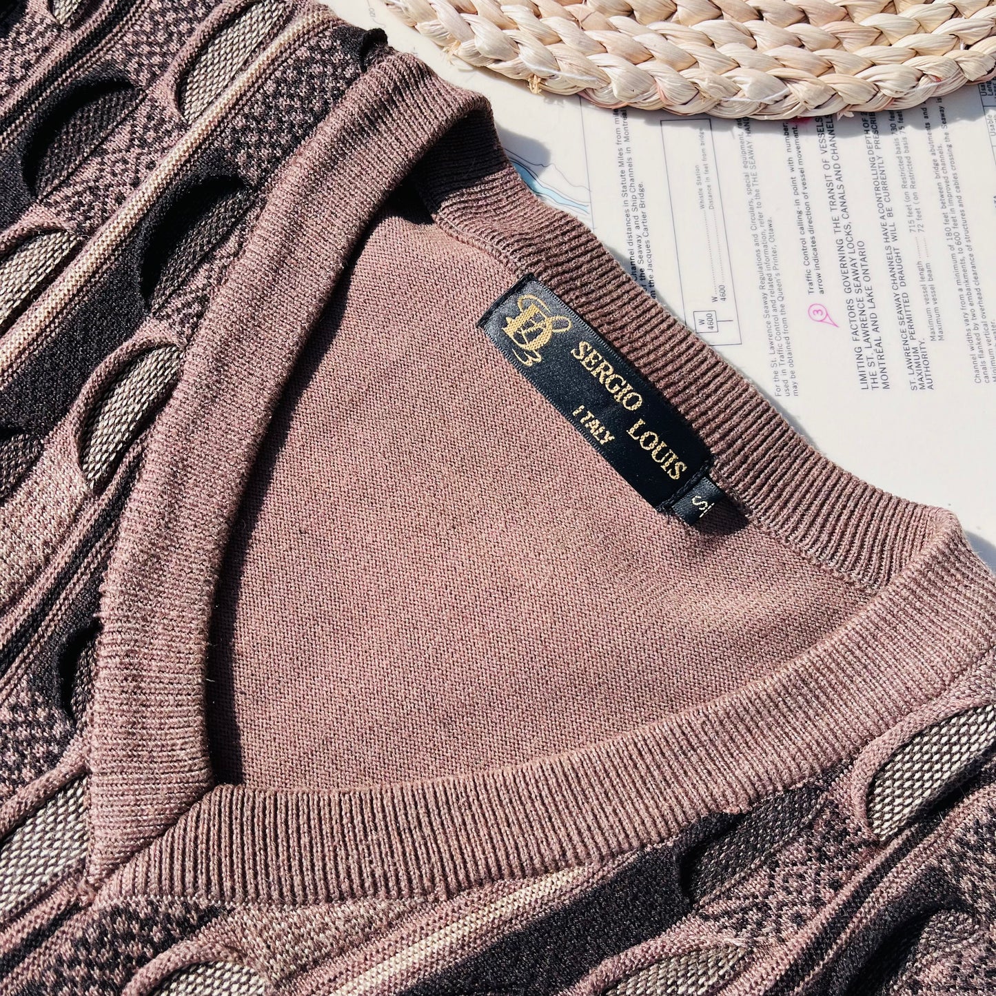 Vintage Sergio Louis 3D Knit Brown Tone Sweater