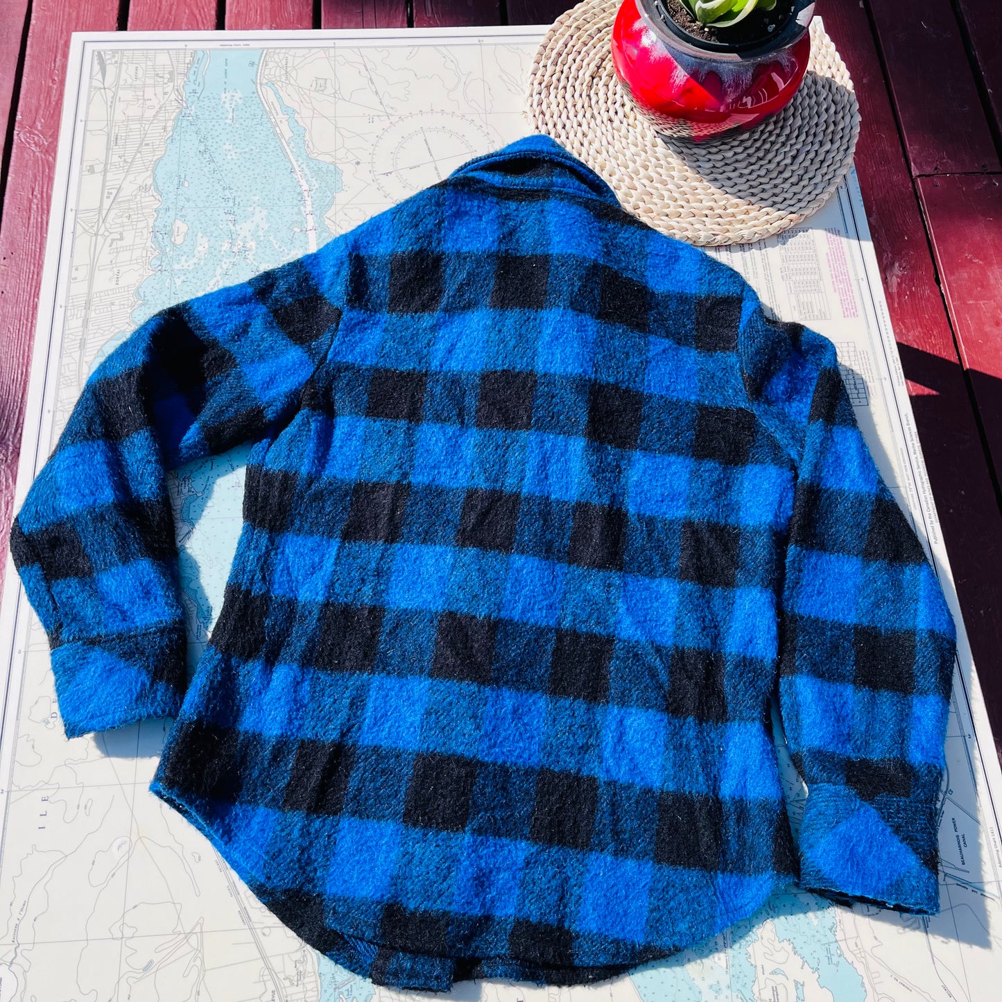 Vintage 70s Blue and Black Buffalo Plaid Jacket