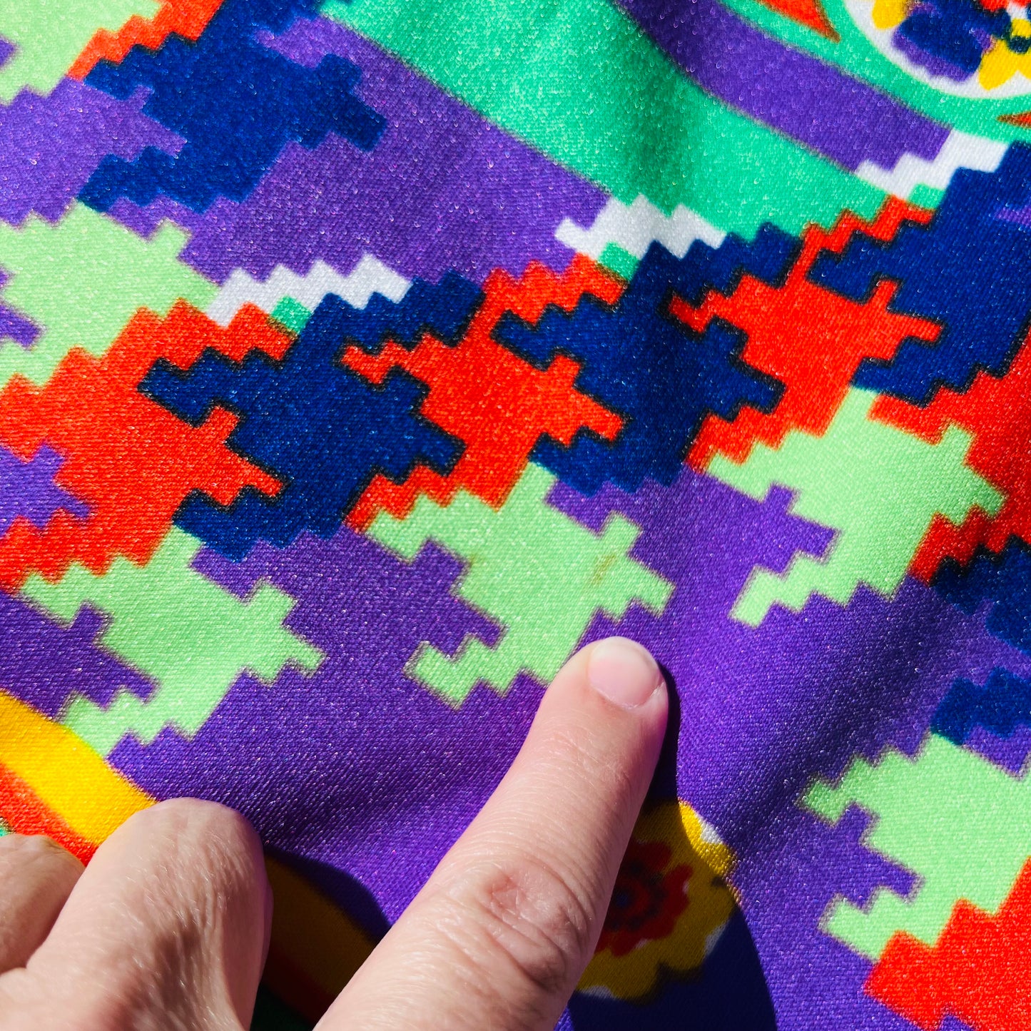 Vintage 60s Inez Style Funky Pattern Polyester Go-Go Dress