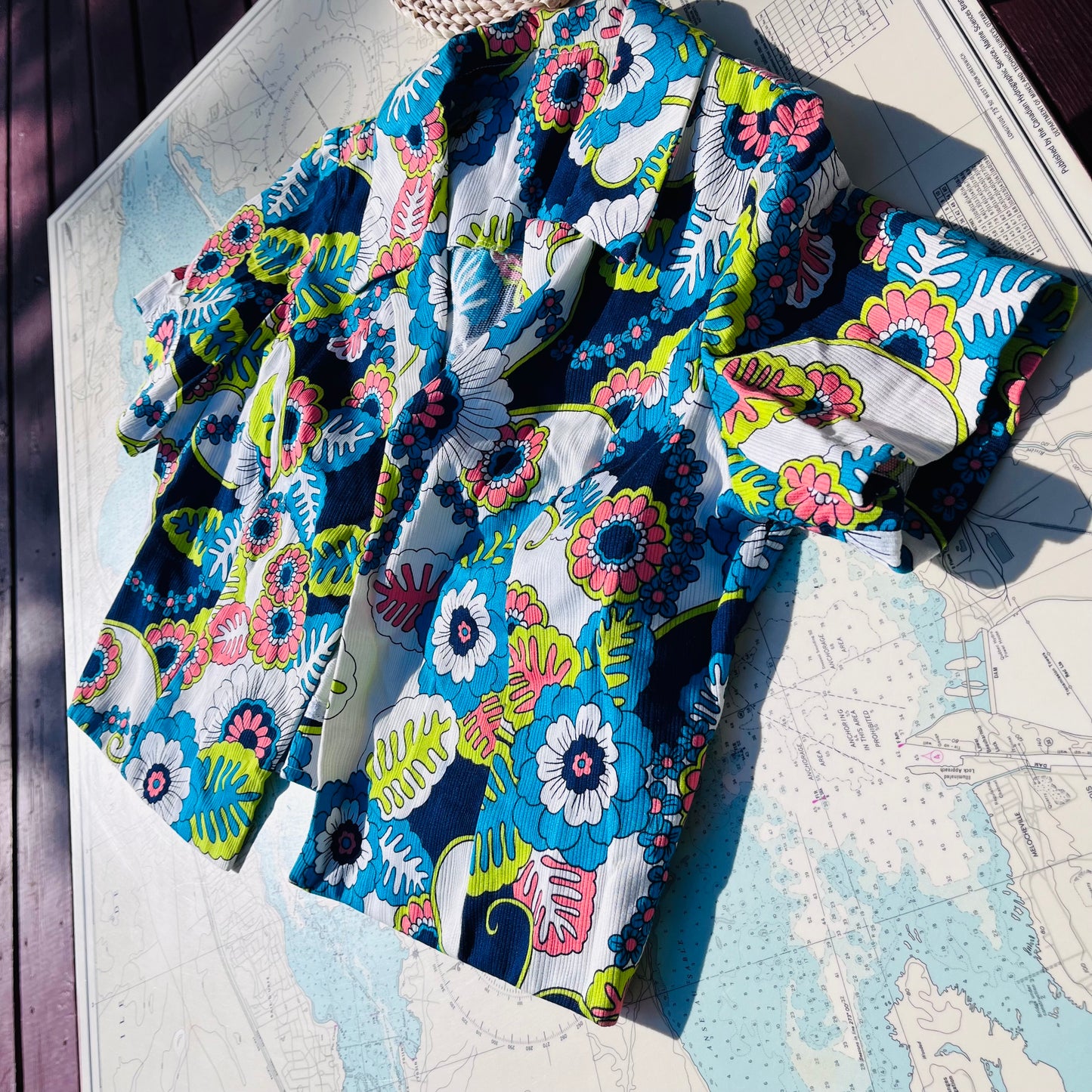 Vintage 60s Funky Floral Polyester Cropped Open Jacket