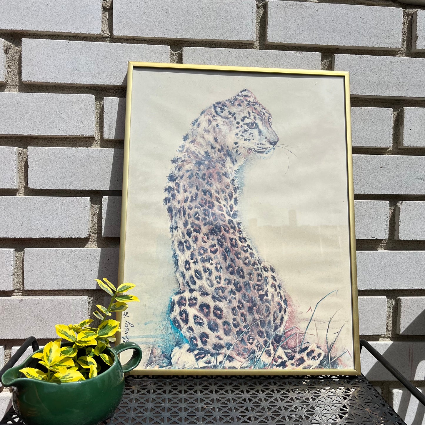 Vintage 70s Gold Framed Cheetah Painting