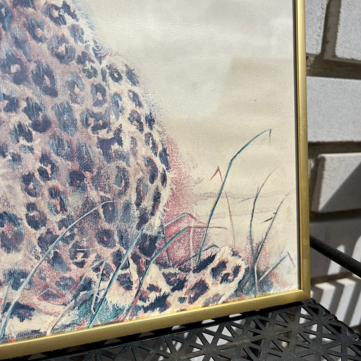 Vintage 70s Gold Framed Cheetah Painting