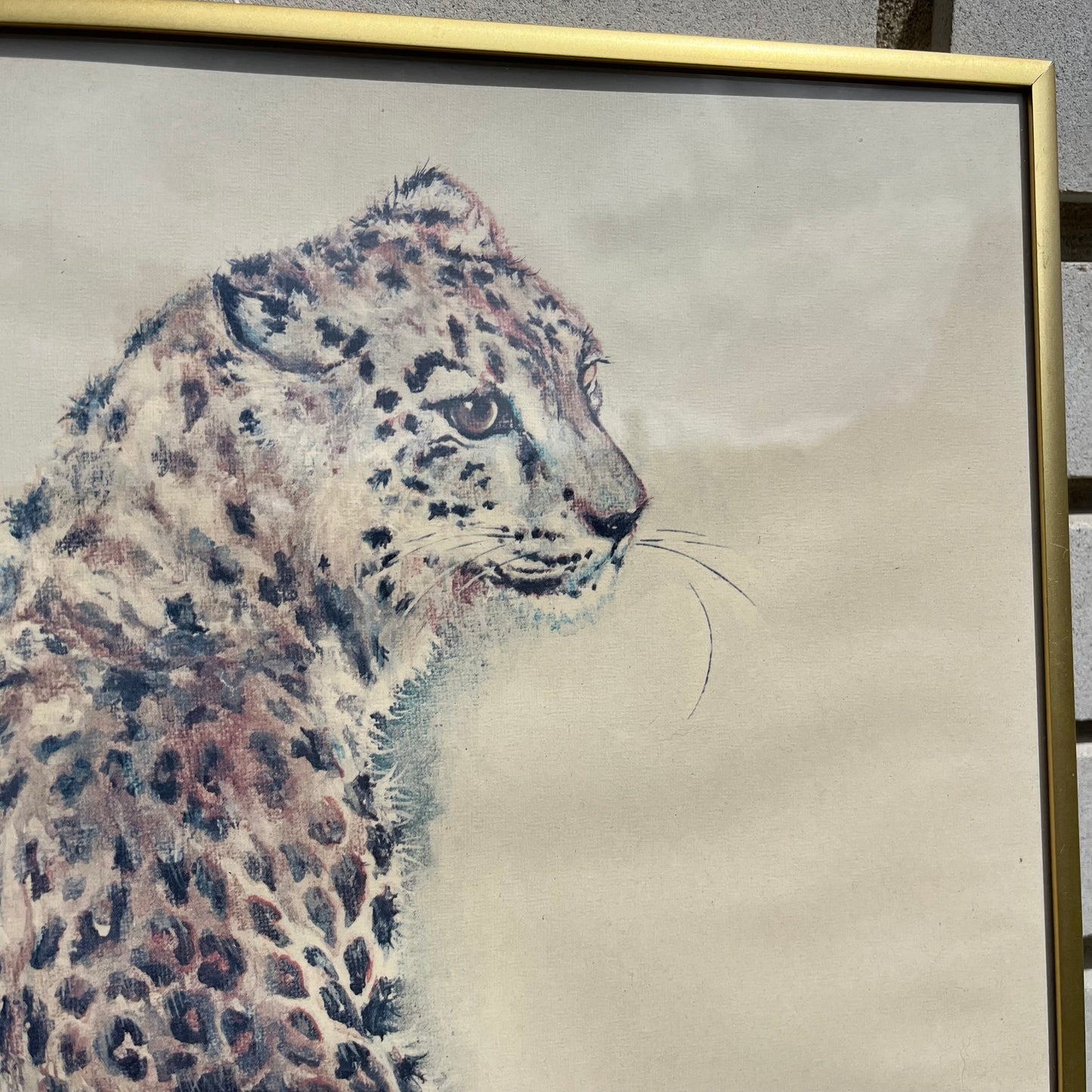 Vintage 70s Gold Framed Cheetah Painting