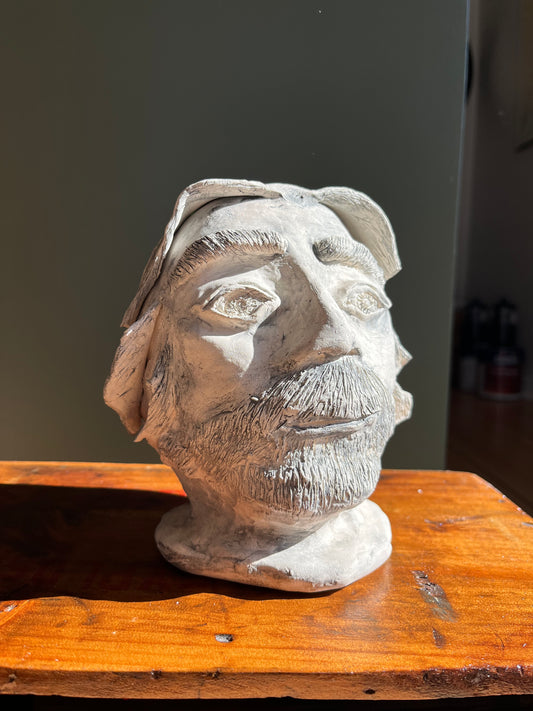 Handmade Ceramic Bearded Man Head Vase