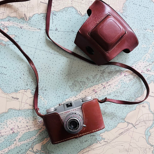 Vintage Kodak Pony 135 Camera with Leather Carrying Case