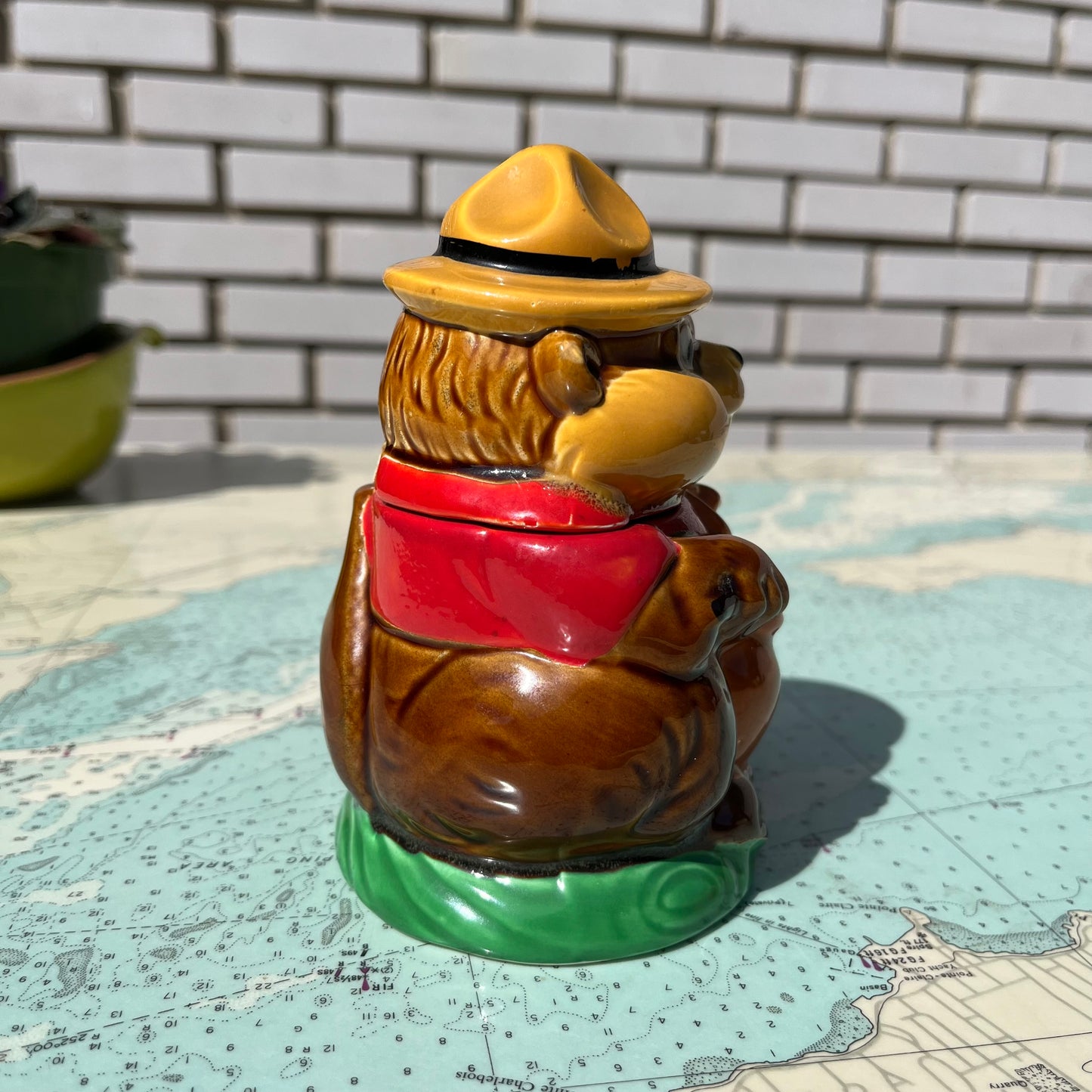 Vintage Anthropomorphic Mountie Beaver Ceramic Jelly Jar