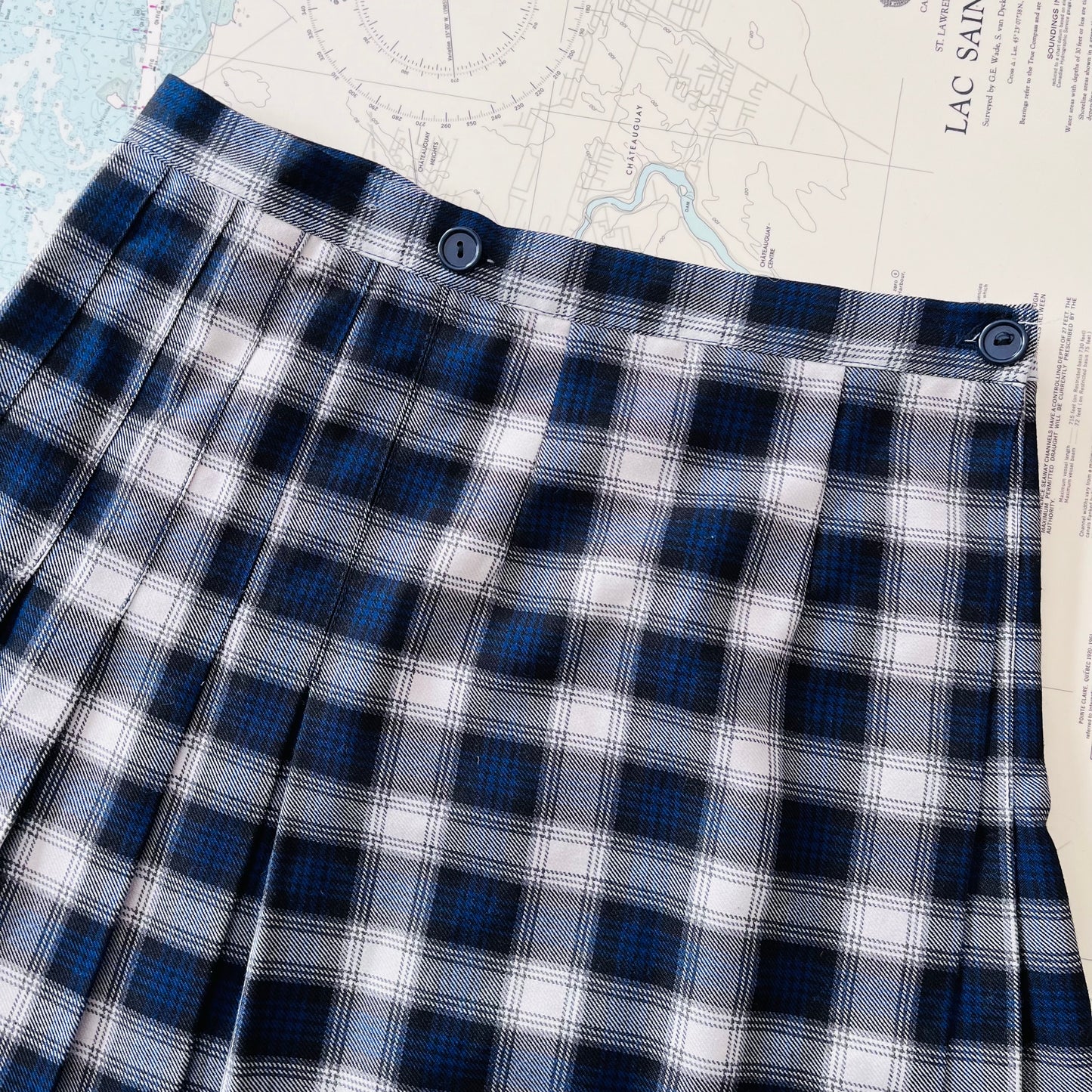 Vintage Top Marks Navy and White Plaid Kilt