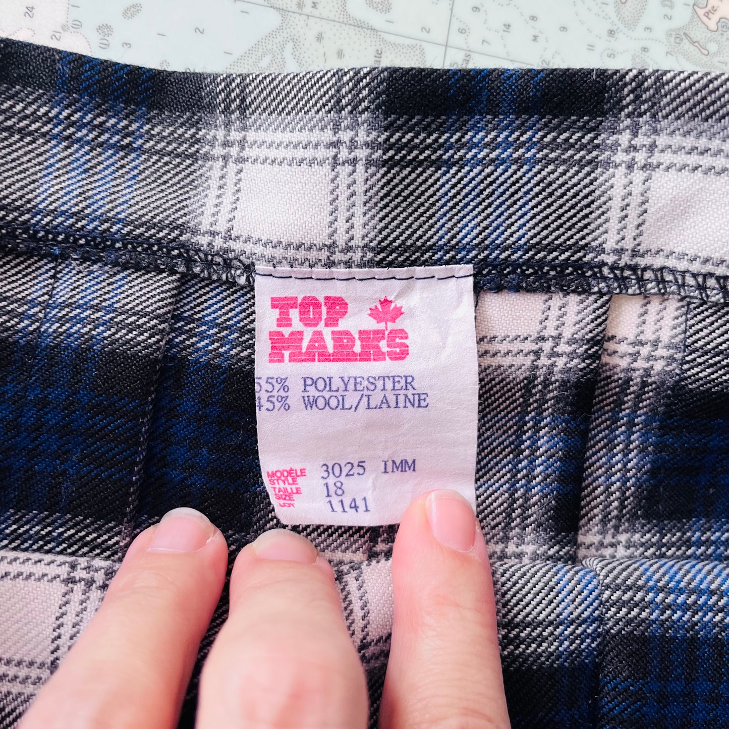 Vintage Top Marks Navy and White Plaid Kilt