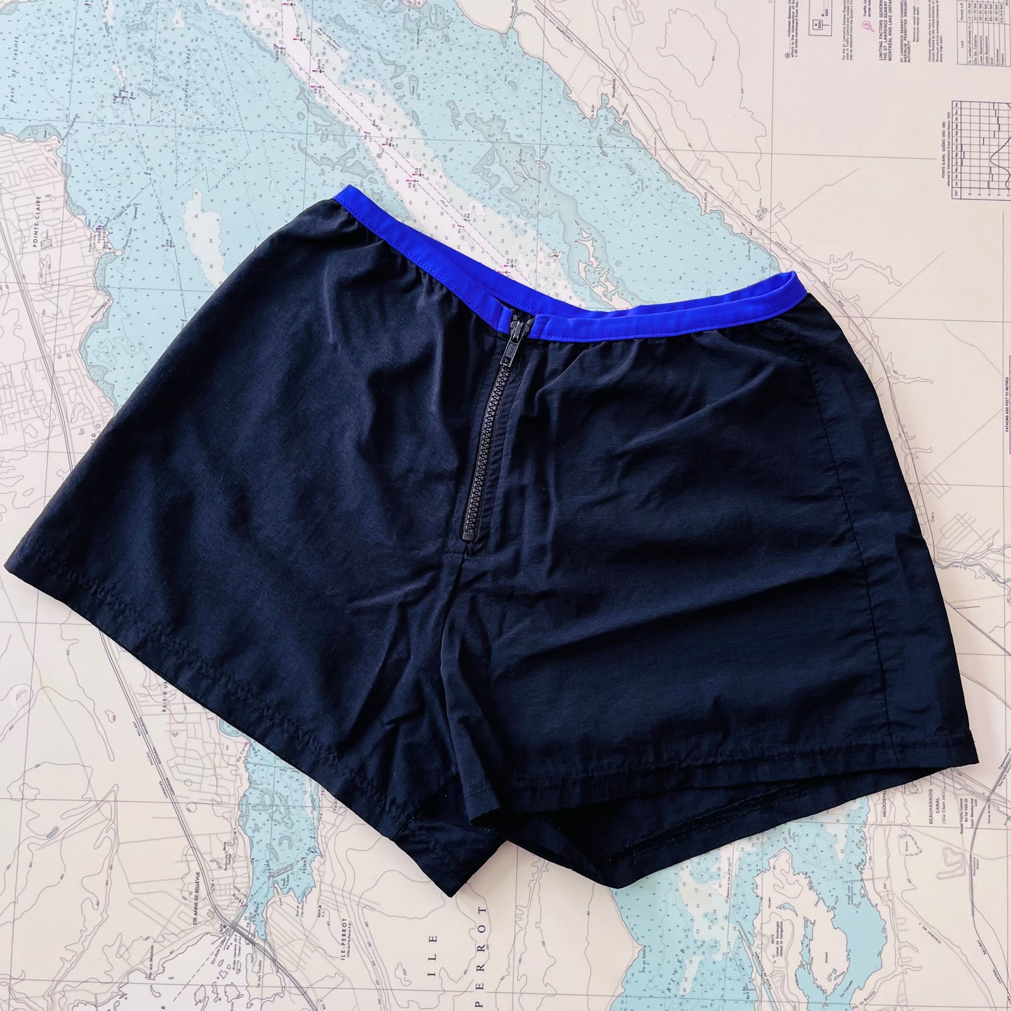 Vintage 90s Haddad Nylon Shorts with Zipper Fly