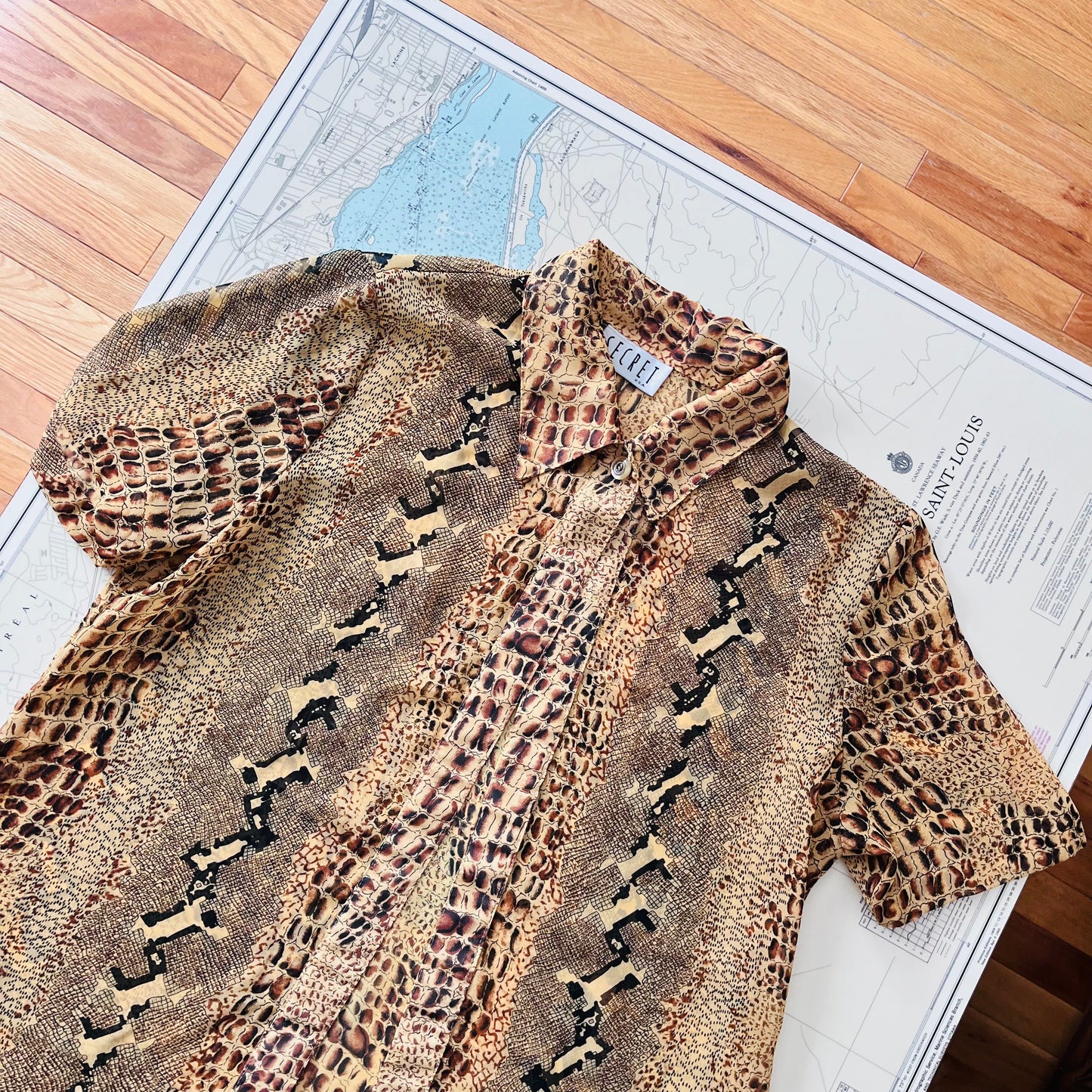 Vintage 90s Secret Sheer Animal Print Blouse
