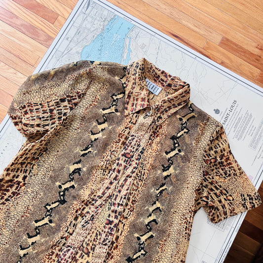 Vintage 90s Secret Sheer Animal Print Blouse