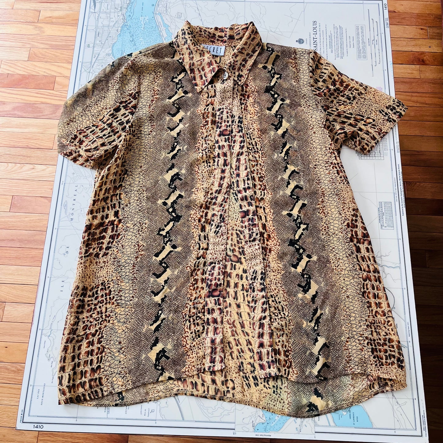 Vintage 90s Secret Sheer Animal Print Blouse