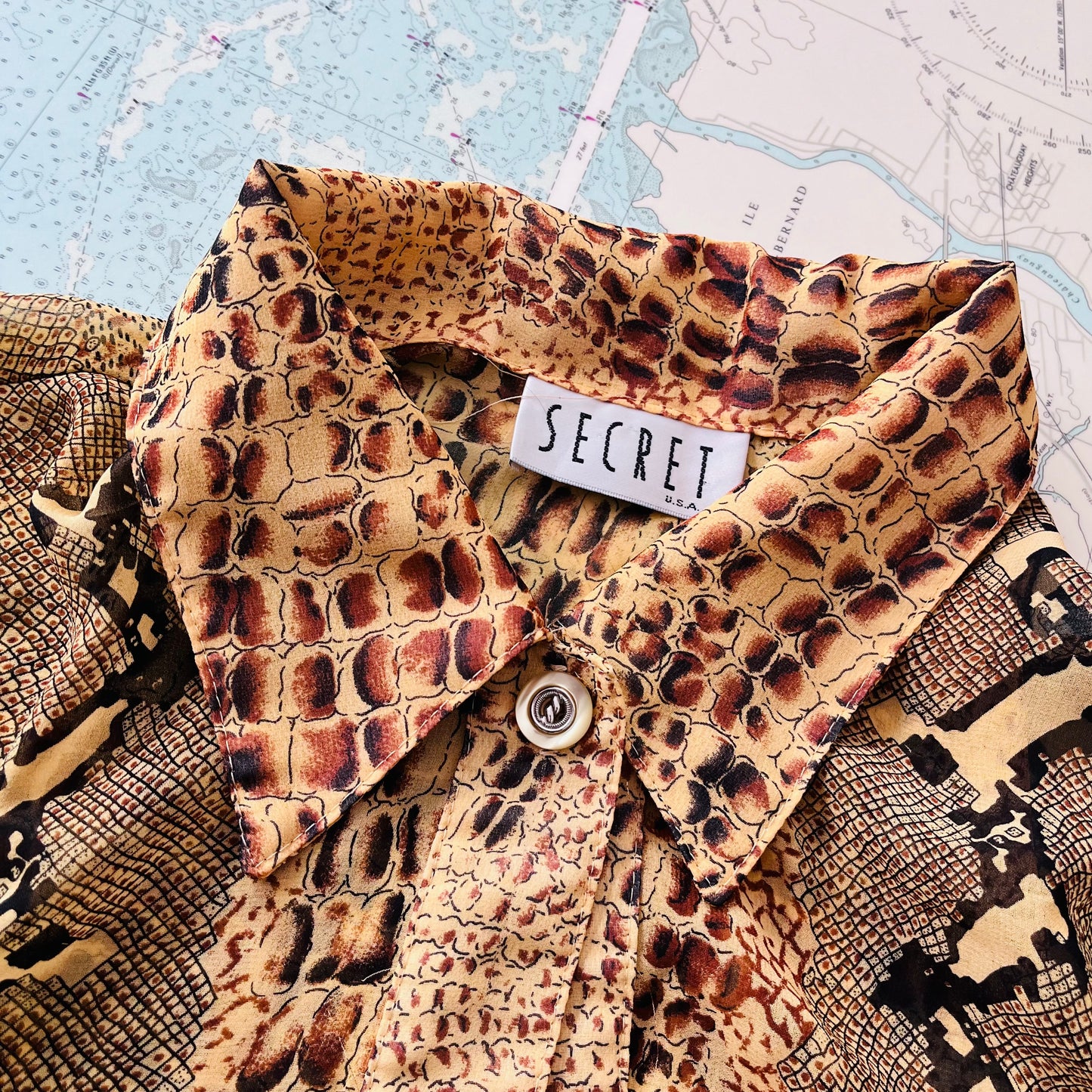 Vintage 90s Secret Sheer Animal Print Blouse