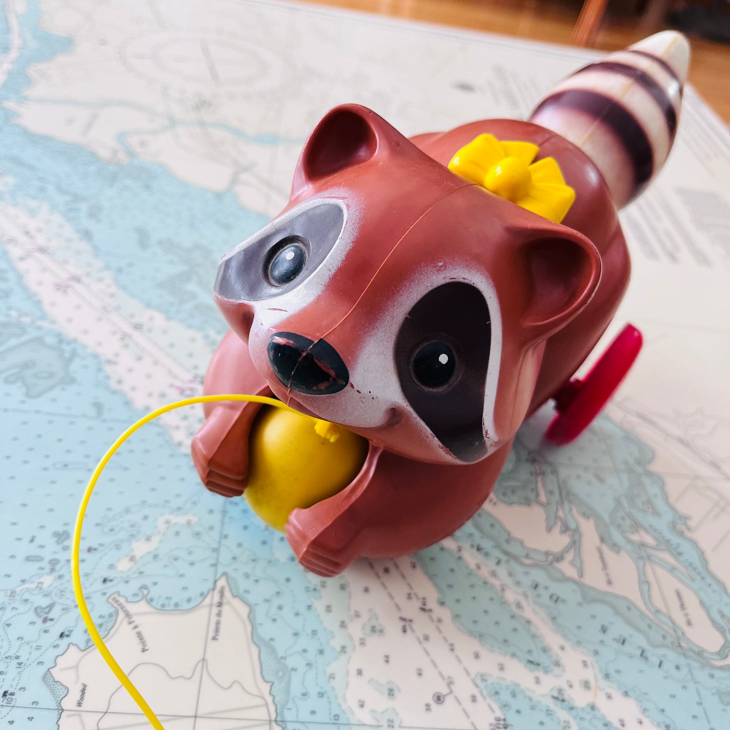 Vintage 1979 Fisher Price Pull Along Raccoon