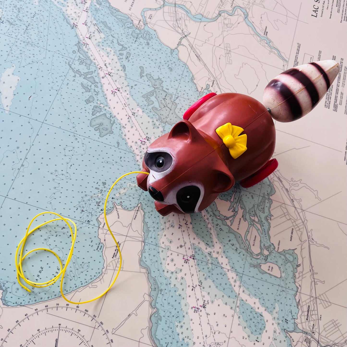Vintage 1979 Fisher Price Pull Along Raccoon