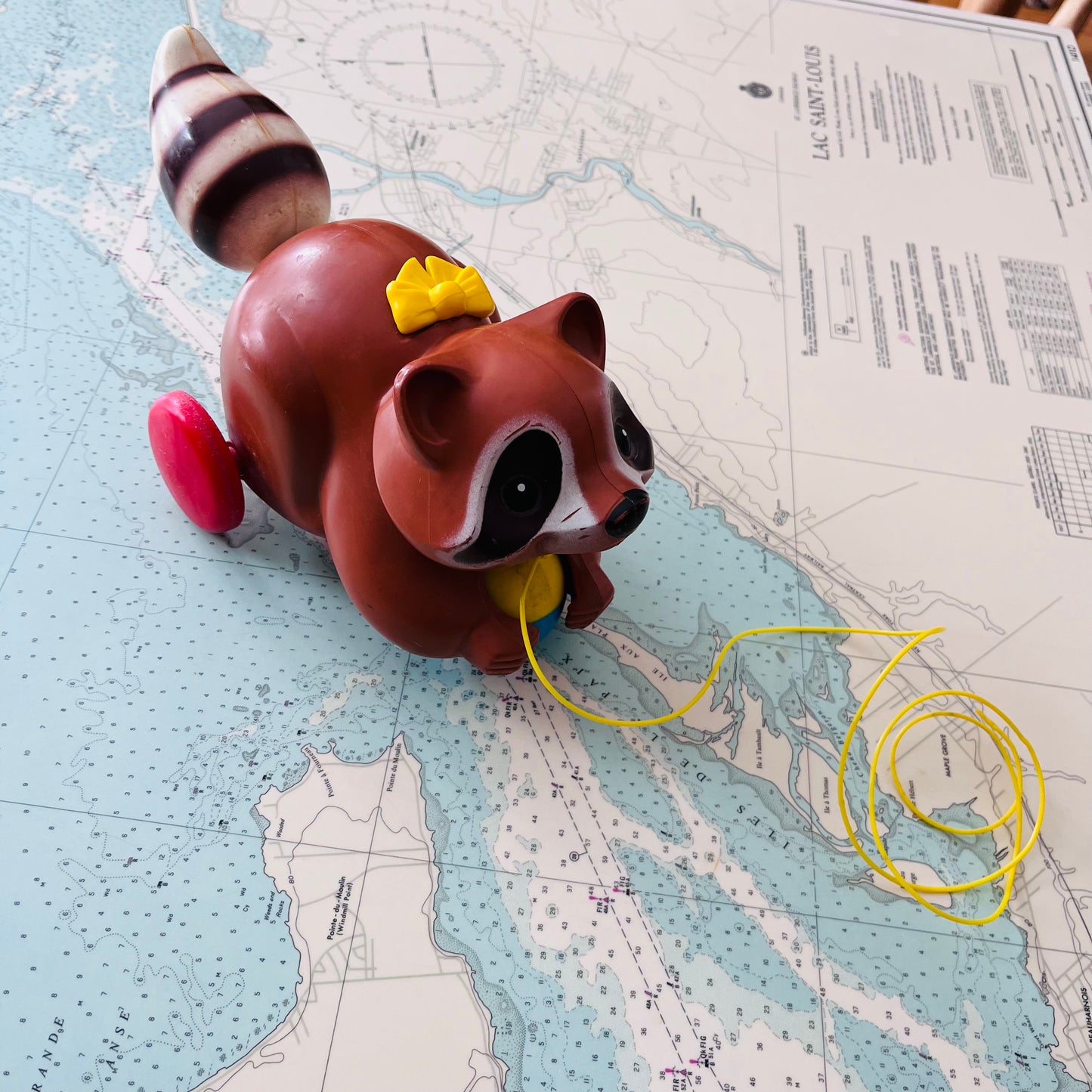 Vintage 1979 Fisher Price Pull Along Raccoon