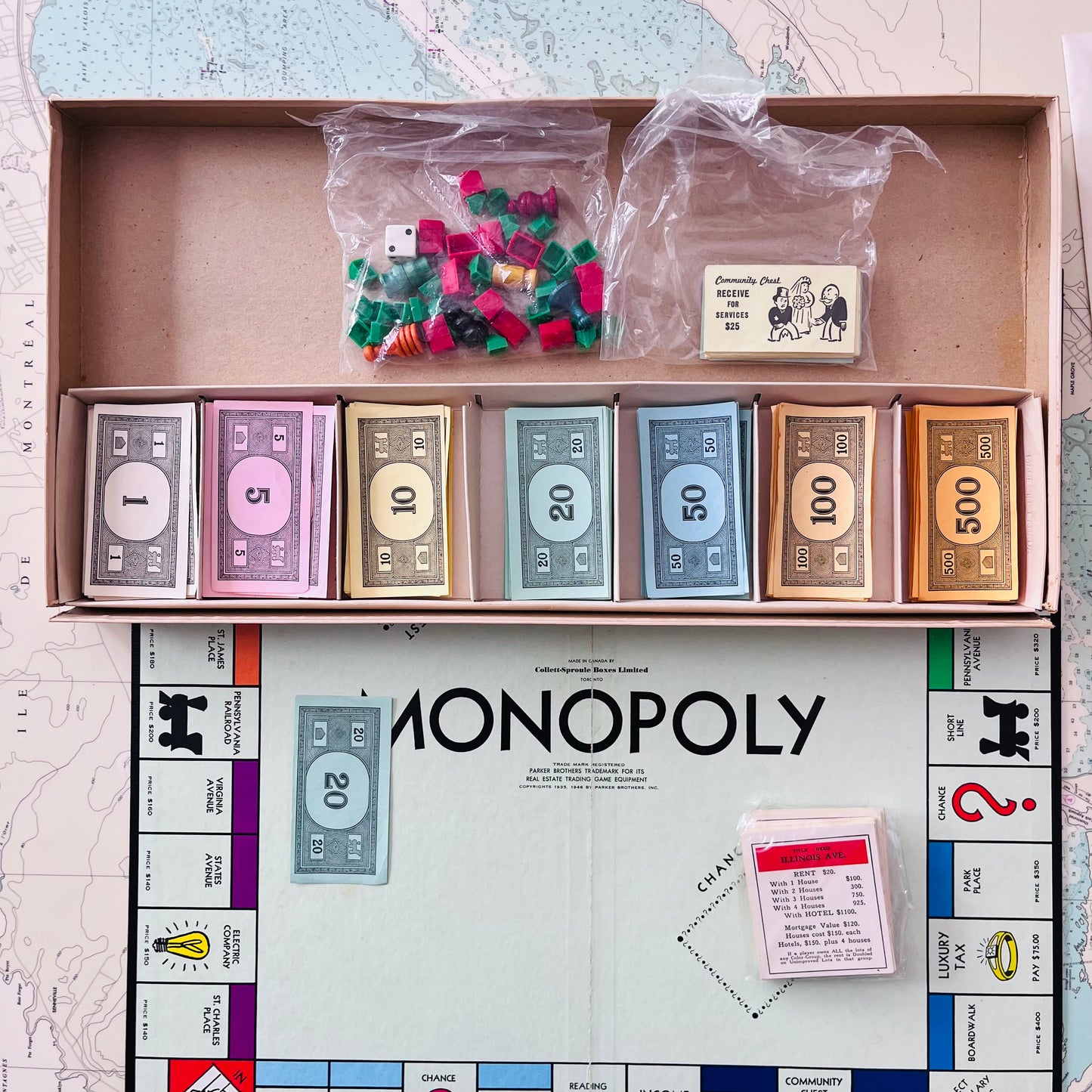 Vintage Mid Century Monopoly Parker Brothers Board Game