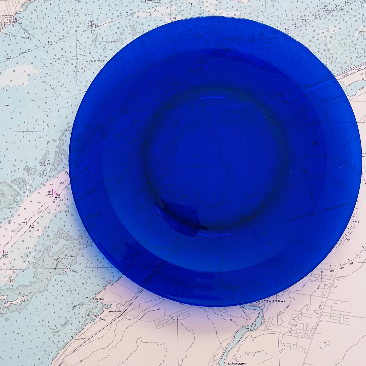 Vintage 90s Cobalt Glass Dinner Plate