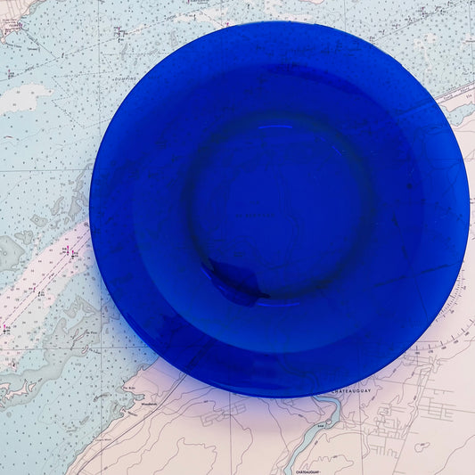 Vintage 90s Cobalt Glass Dinner Plate