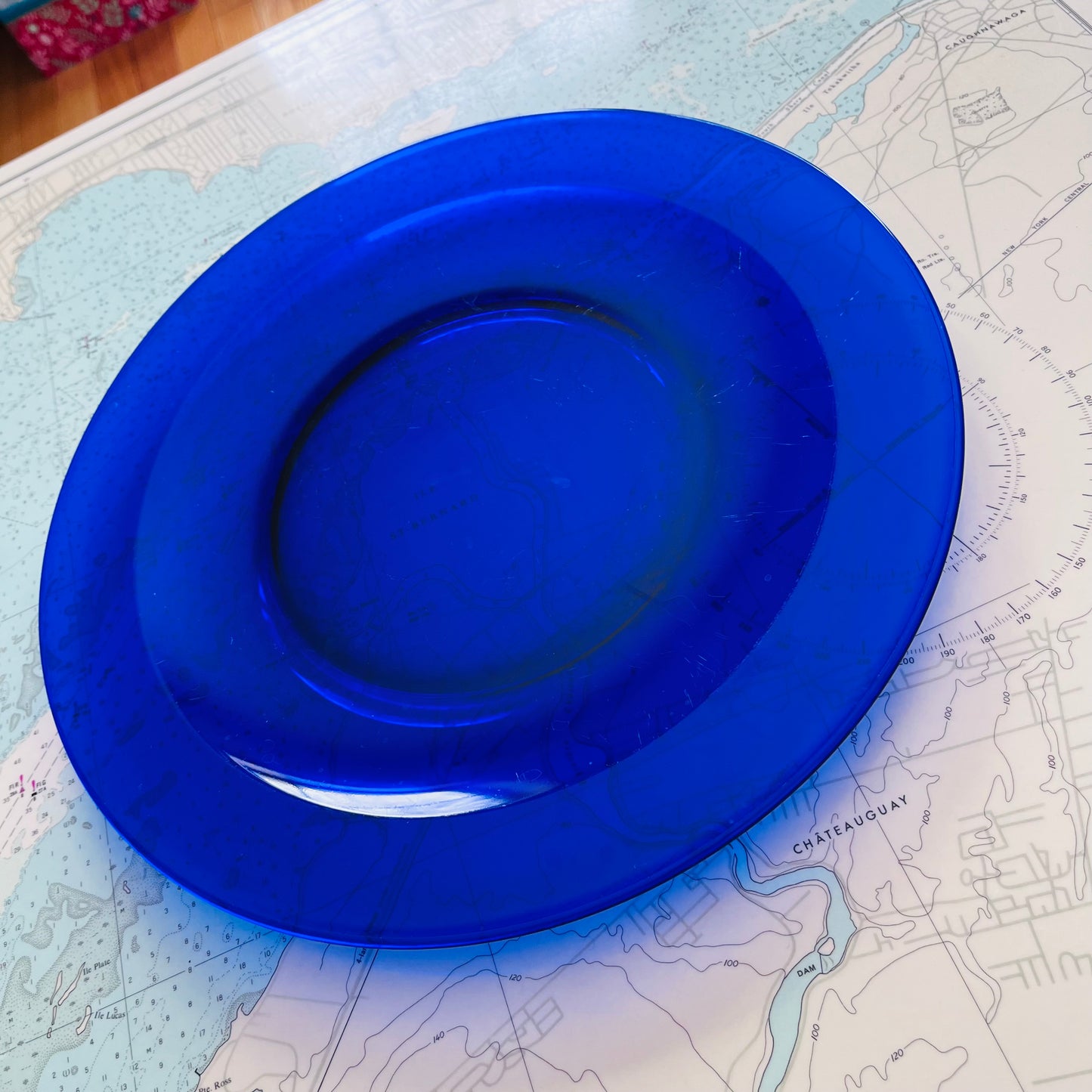 Vintage 90s Cobalt Glass Dinner Plate