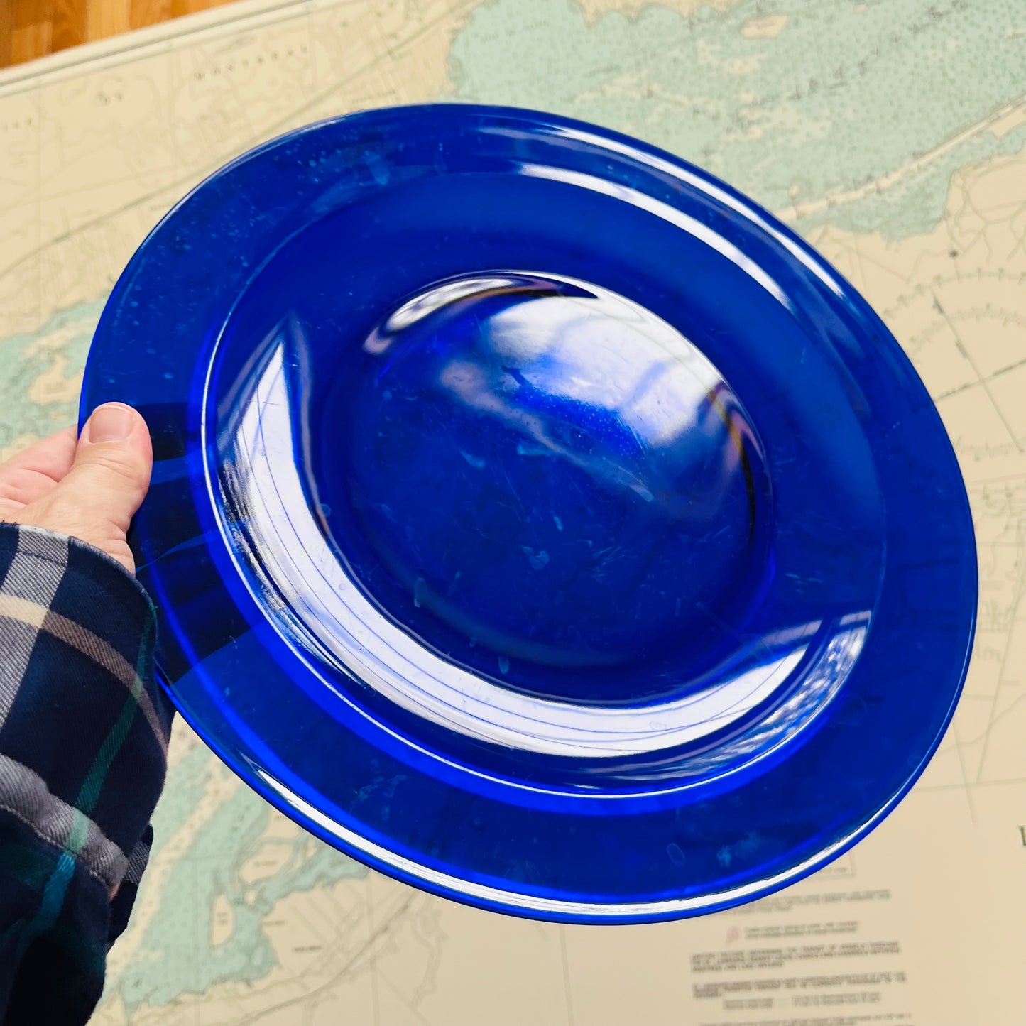 Vintage 90s Cobalt Glass Dinner Plate
