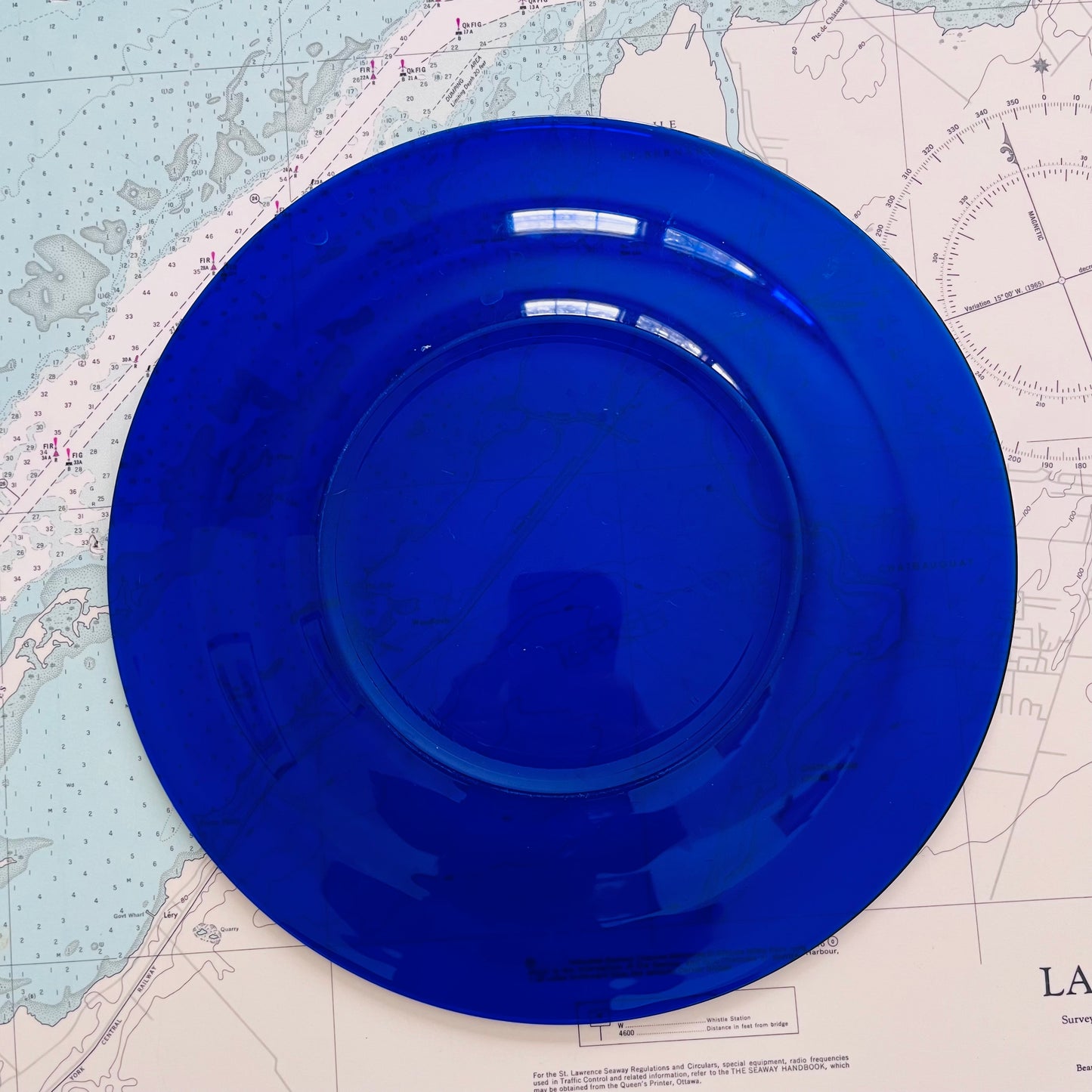 Vintage 90s Cobalt Glass Dinner Plate