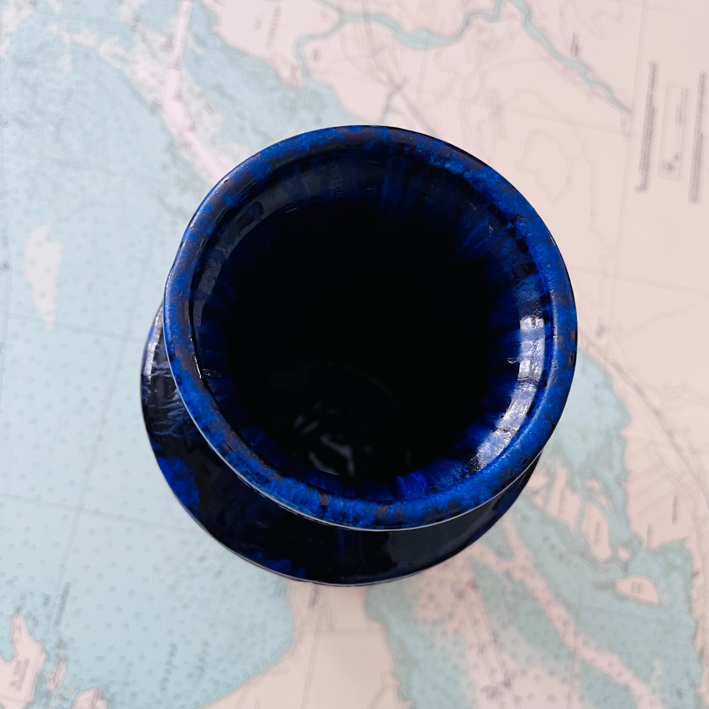 Vintage Cobalt West German Pottery Large Vase