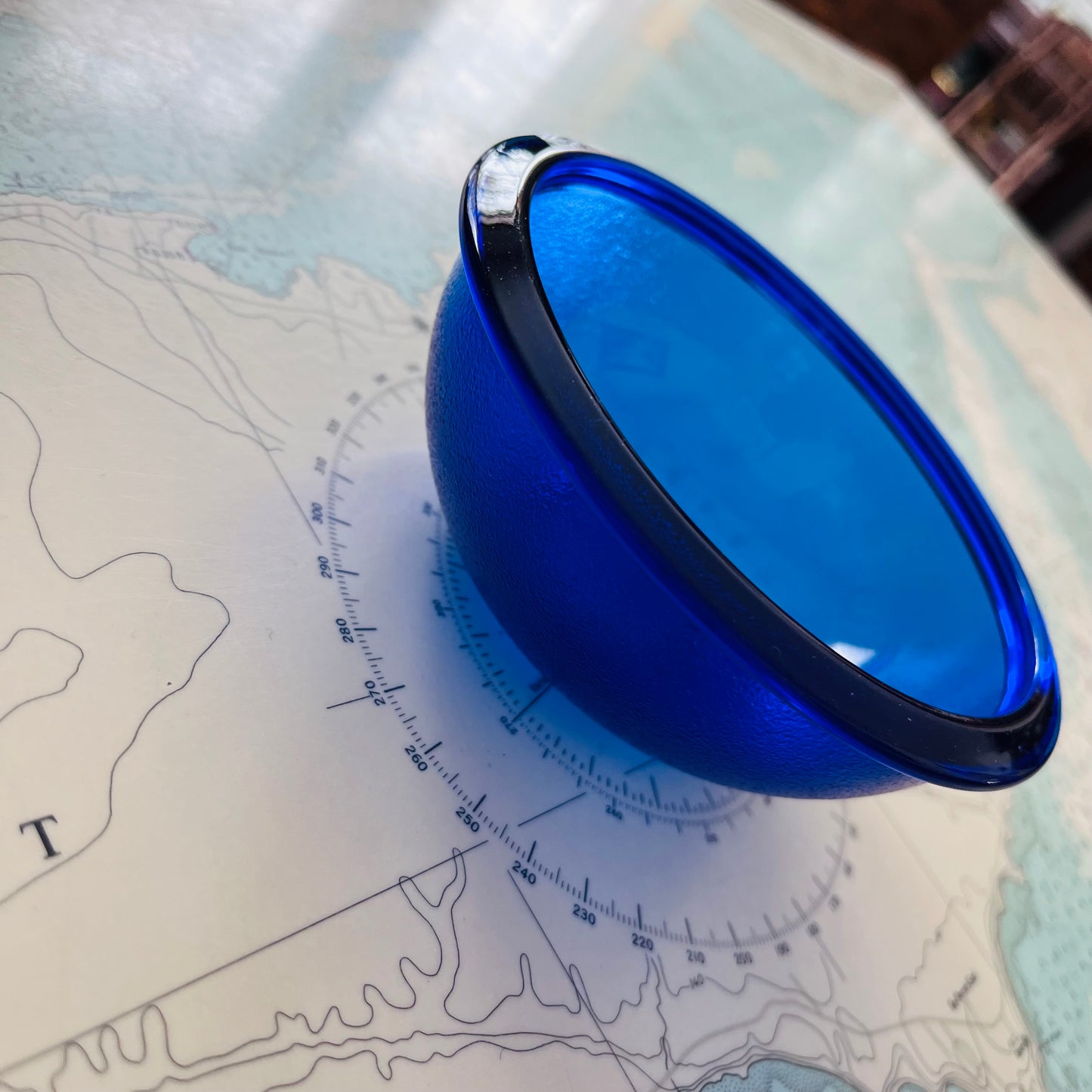 Vintage 90s Cobalt Glass Mini Bowl Marked France