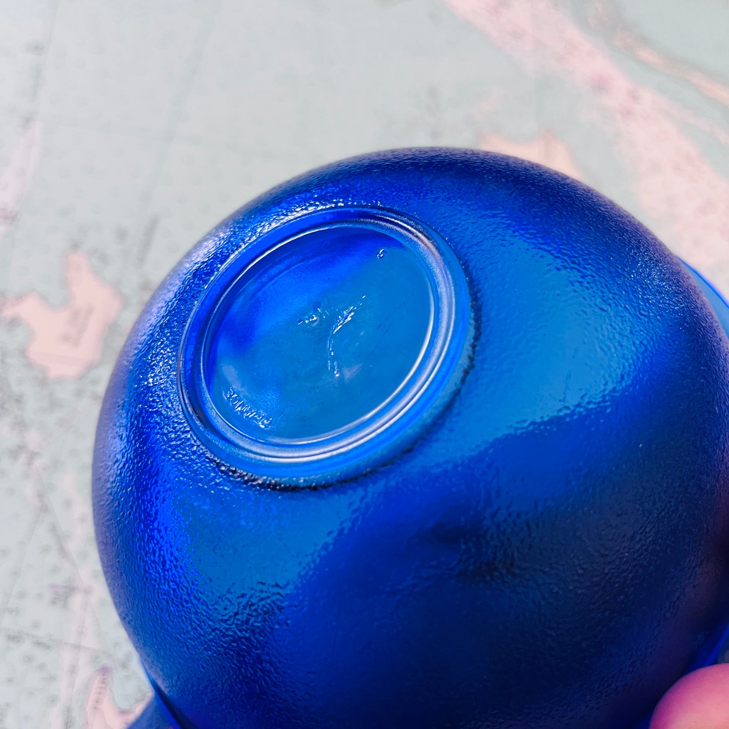 Vintage 90s Cobalt Glass Mini Bowl Marked France