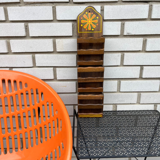 Retro 60s Marigold Wood Mail Organizer