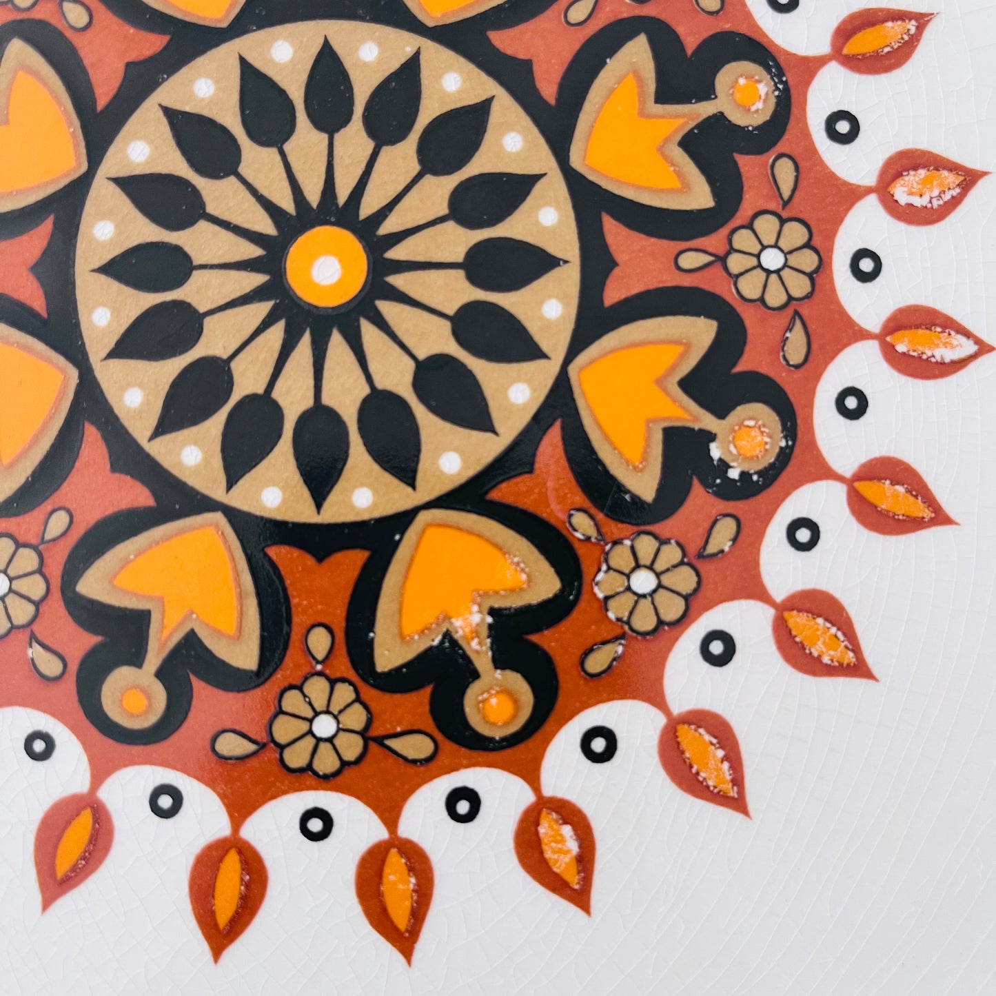 Vintage 70s Staffordshire England Ceramic Platter with Sun Design