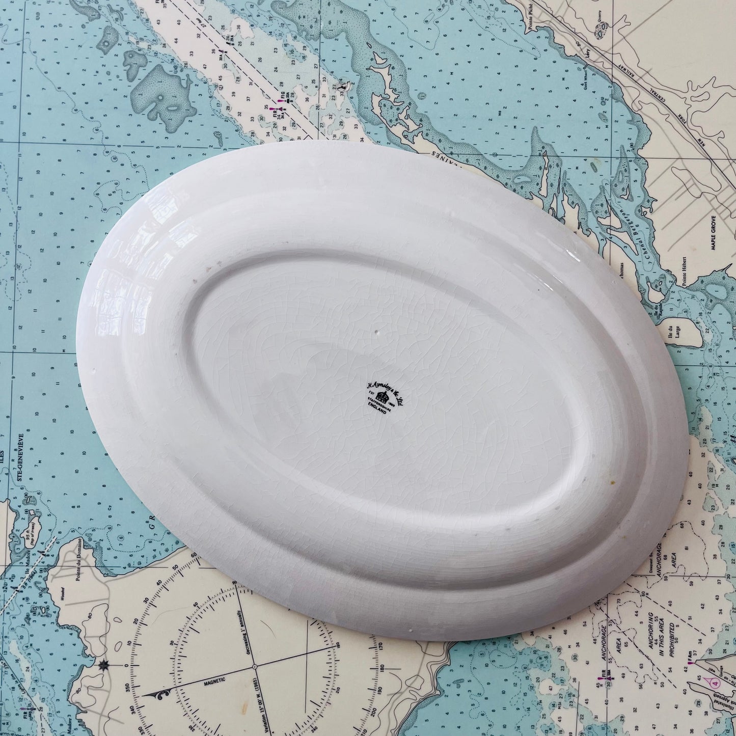 Vintage 70s Staffordshire England Ceramic Platter with Sun Design