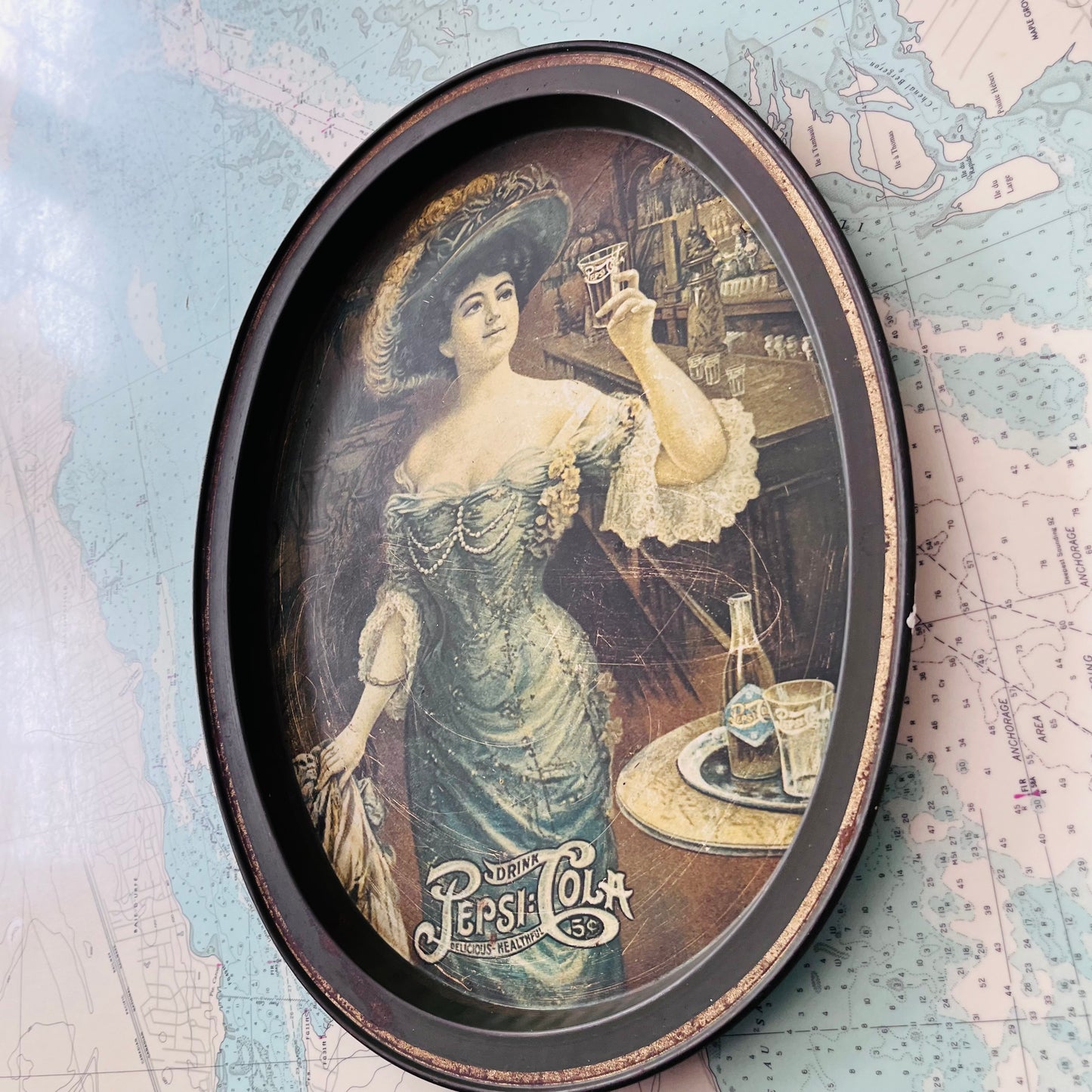 Vintage Fabcraft Drink Delicious Pepsi-Cola Tin Advertising Tray