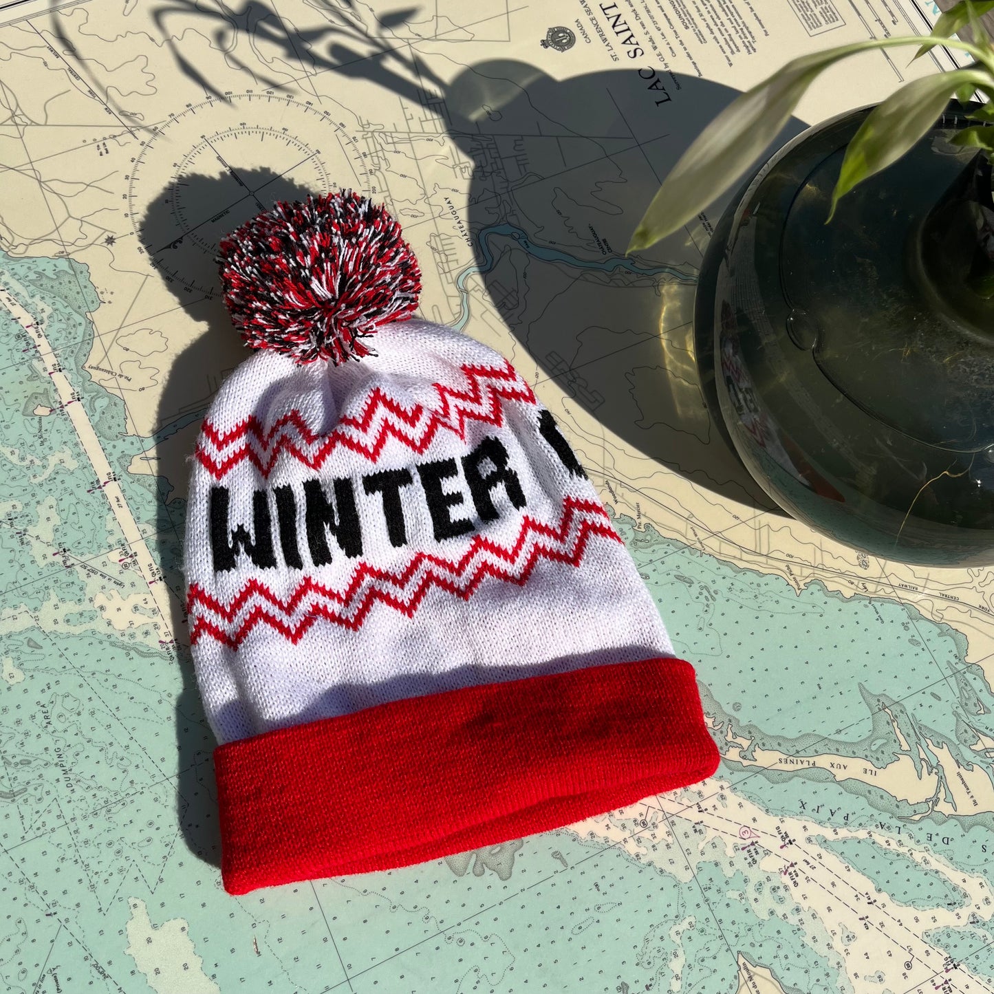 Vintage Red and White Winter Carnival Toque