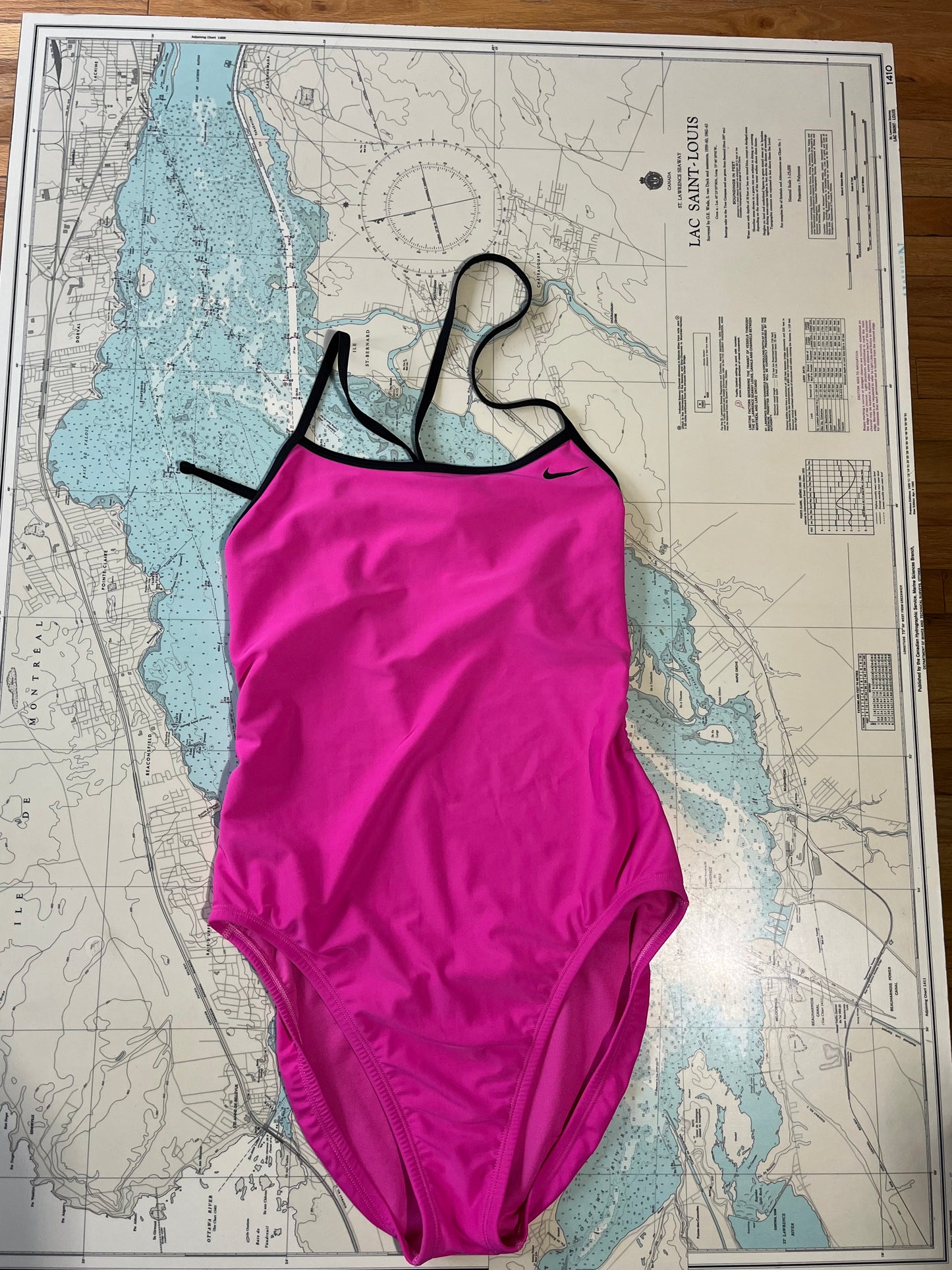 Pink and Black Nike One Piece Bathing Suit