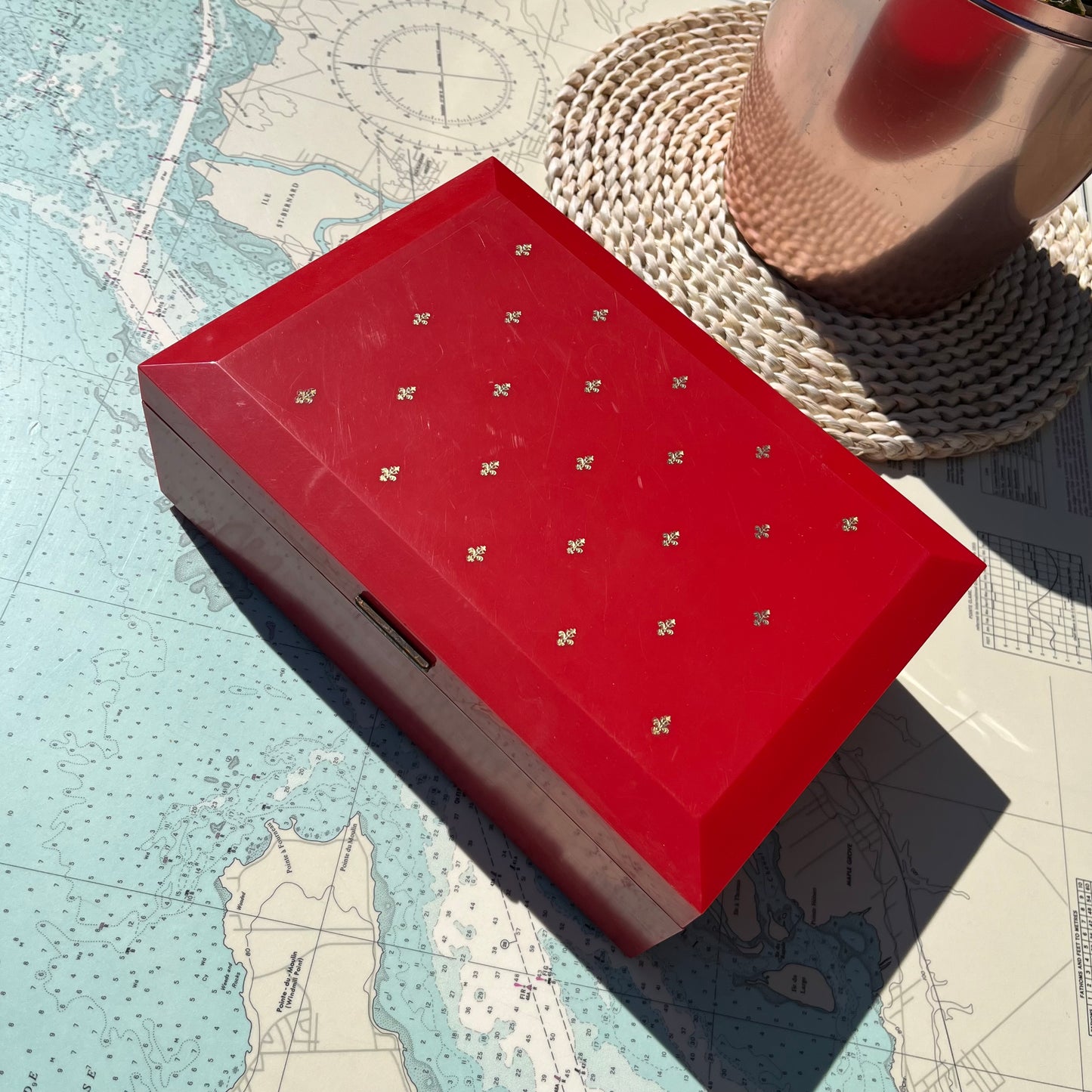 Vintage Retro Red Plastic Jewellery Box