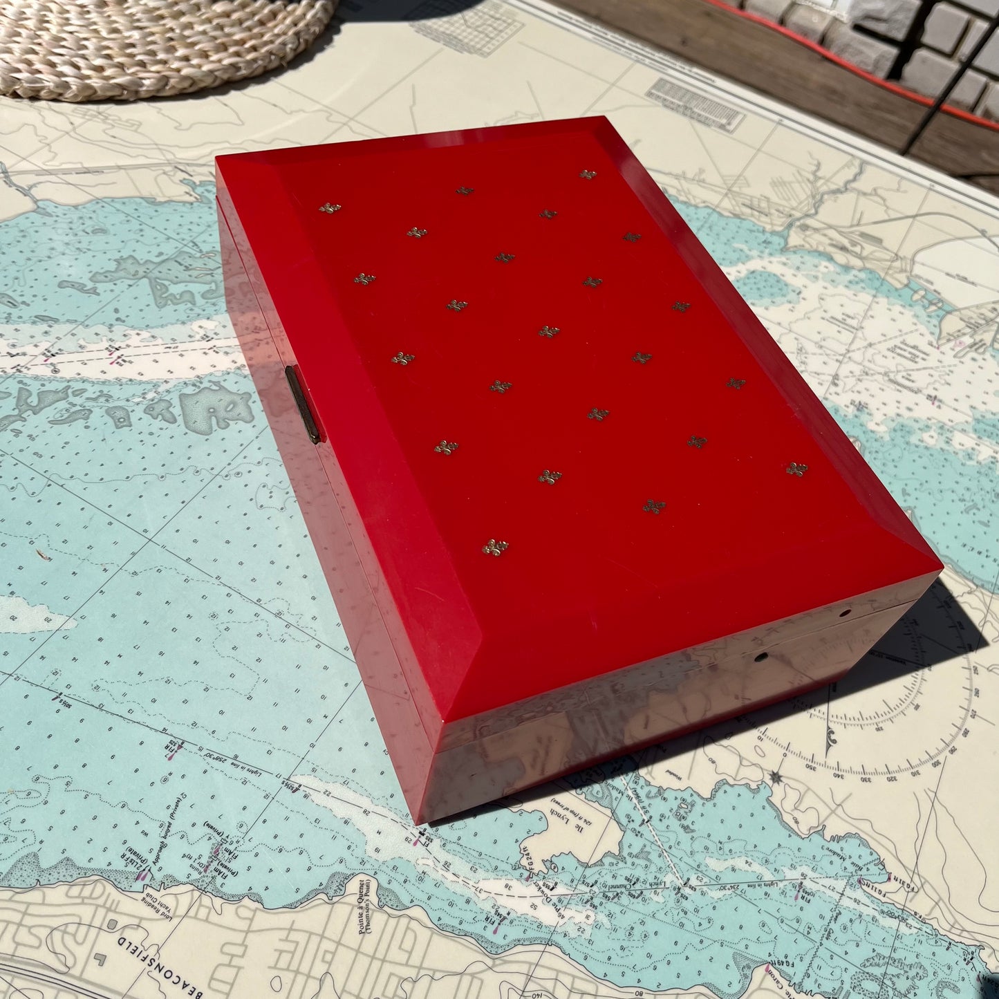 Vintage Retro Red Plastic Jewellery Box