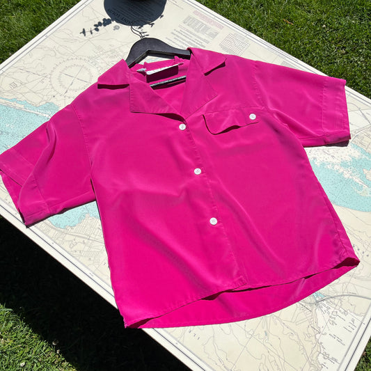 Vintage 80s Hot Pink Chaus Blouse