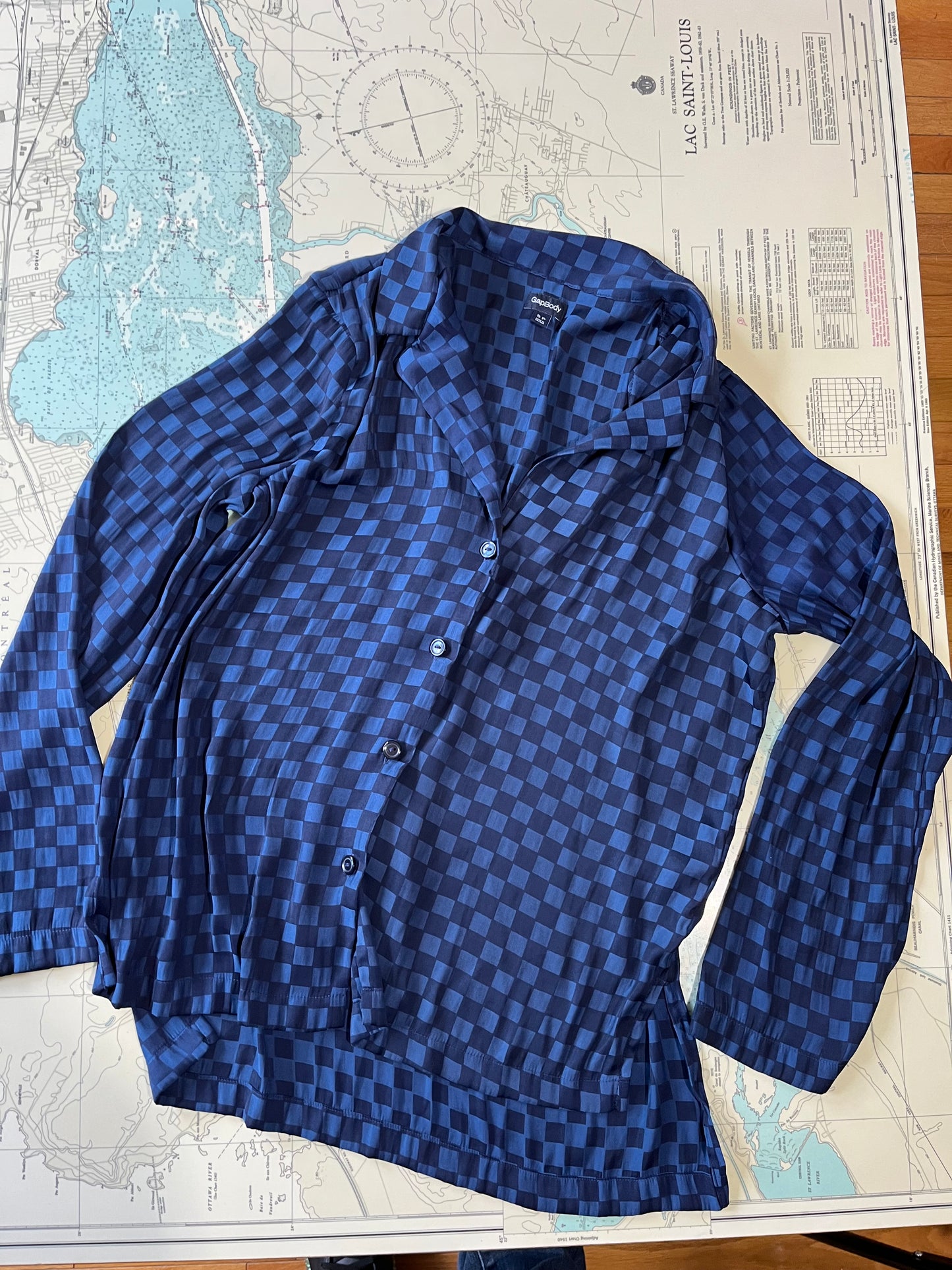 Gap Body Blue on Blue Checkered Blouse