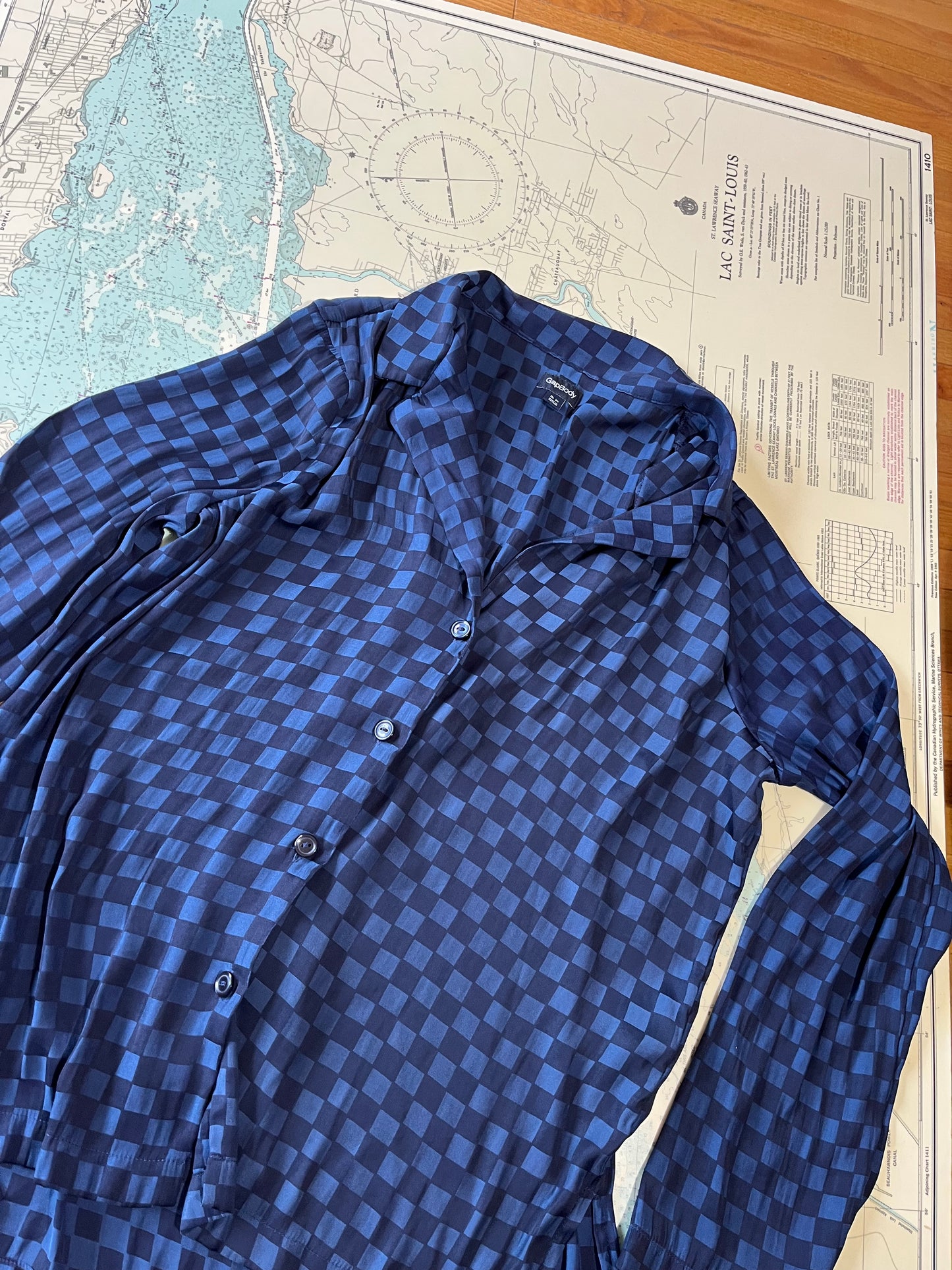 Gap Body Blue on Blue Checkered Blouse