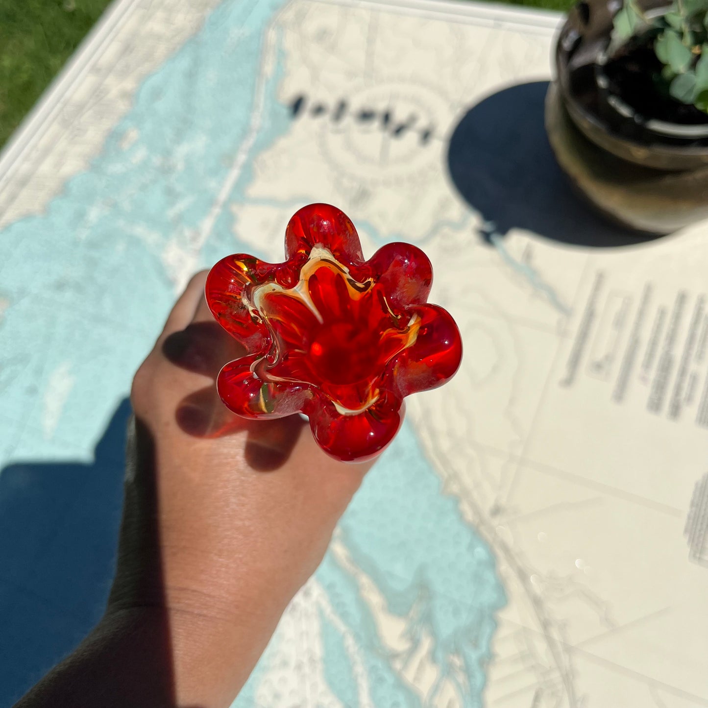 Vintage Red Swung Glass Vase