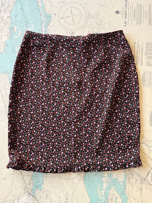 Vintage 90s Dark Floral Mini Skirt