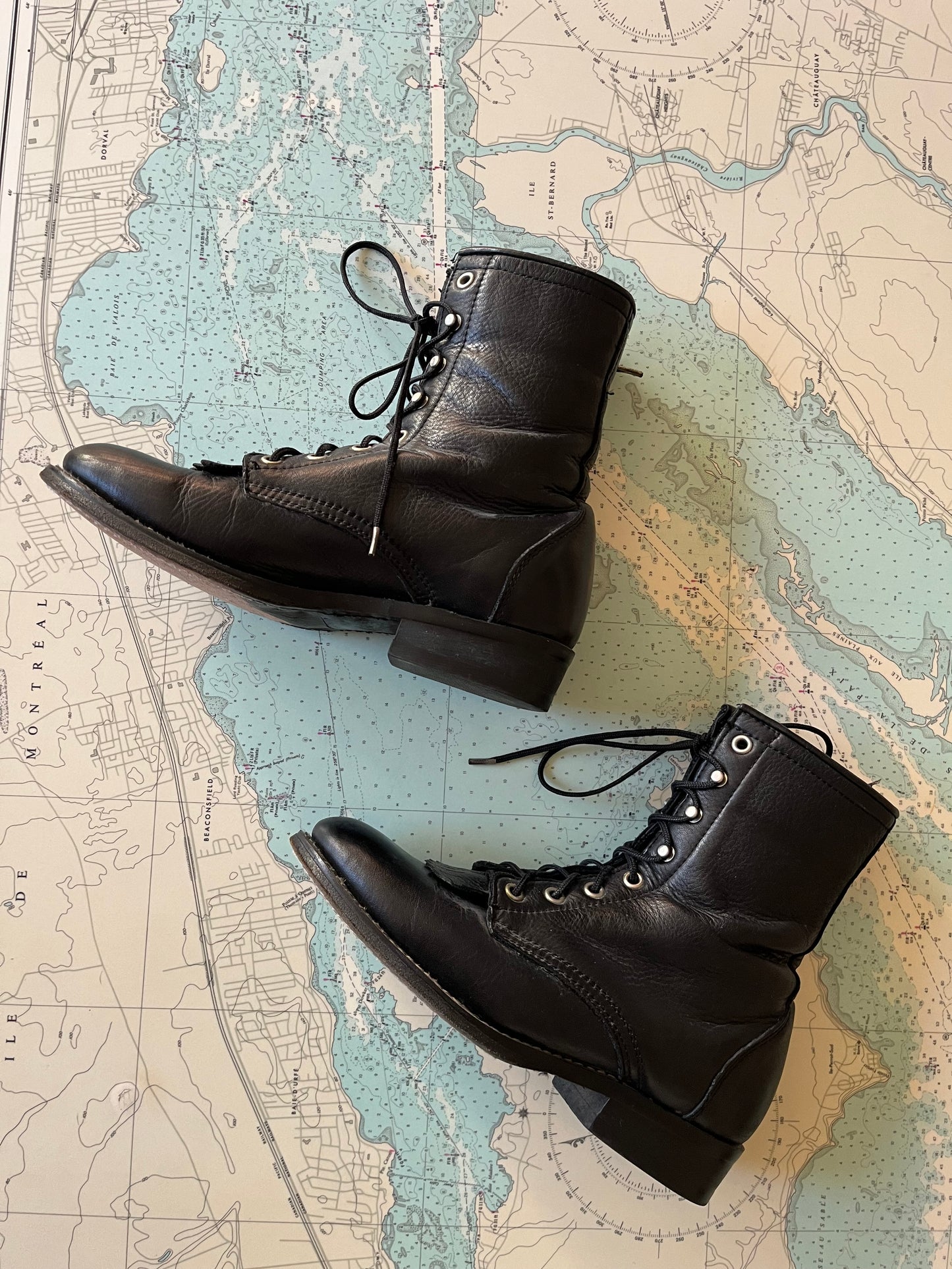 Laredo Black Leather Boots 7.5