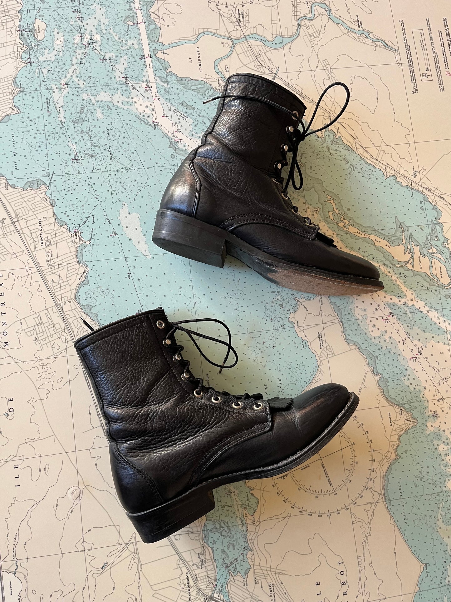 Laredo Black Leather Boots 7.5