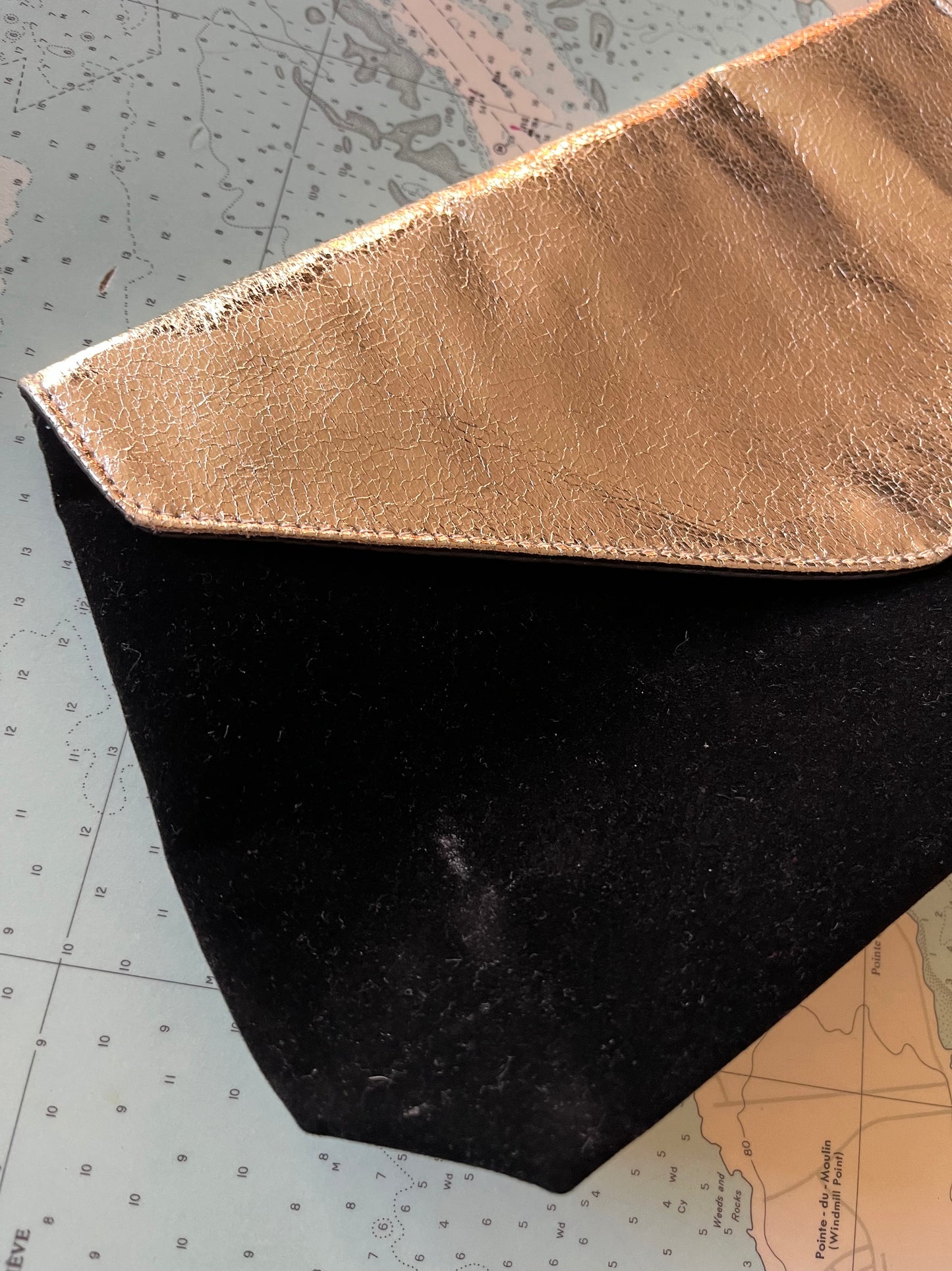 Vintage Black Velvet and Crushed Gold Sling Purse