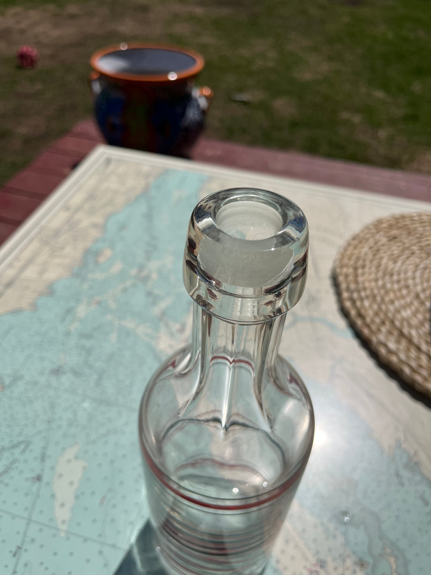 Vintage Black and Red Striped Glass Deco Bottle