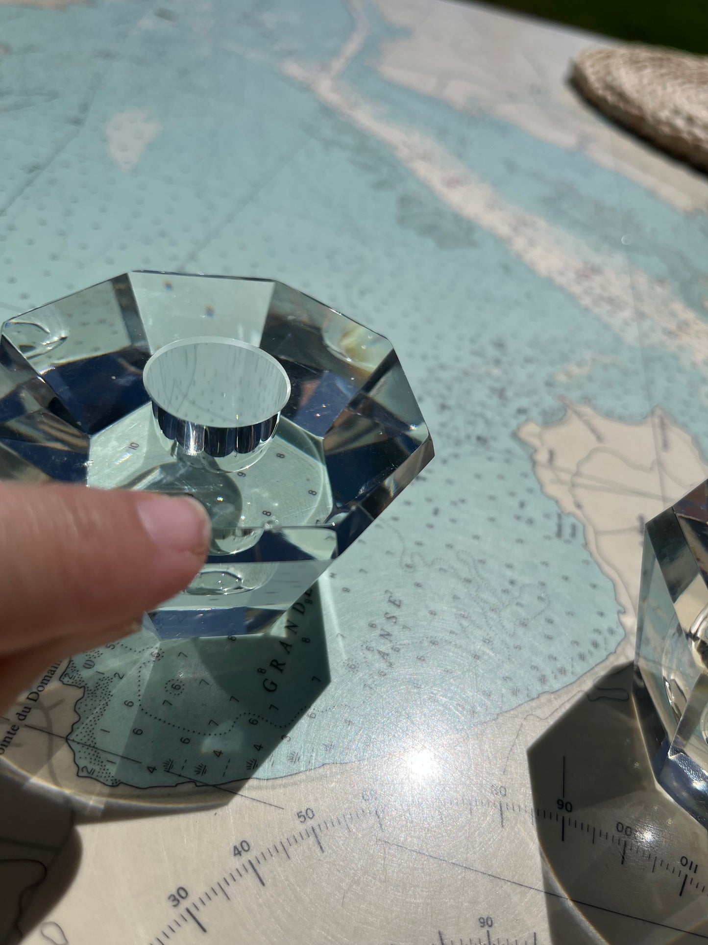 Vintage Crystal Octagon Tapered Candle Holders